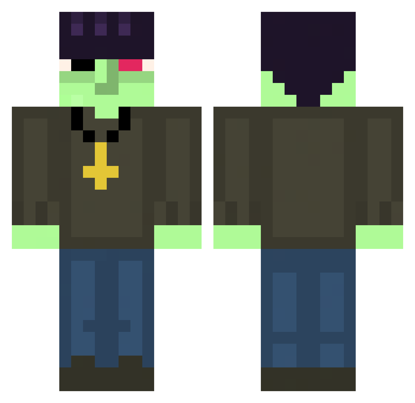 Yenkyz Minecraft skin, front and back view