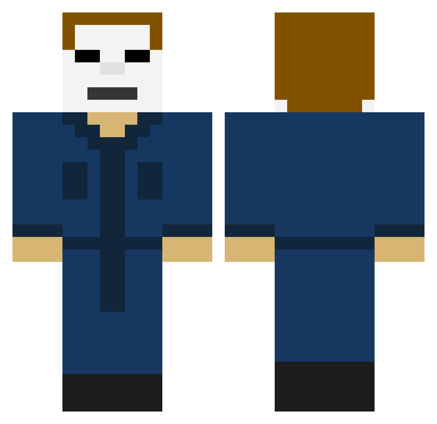 Dean8 Minecraft skin, front and back view