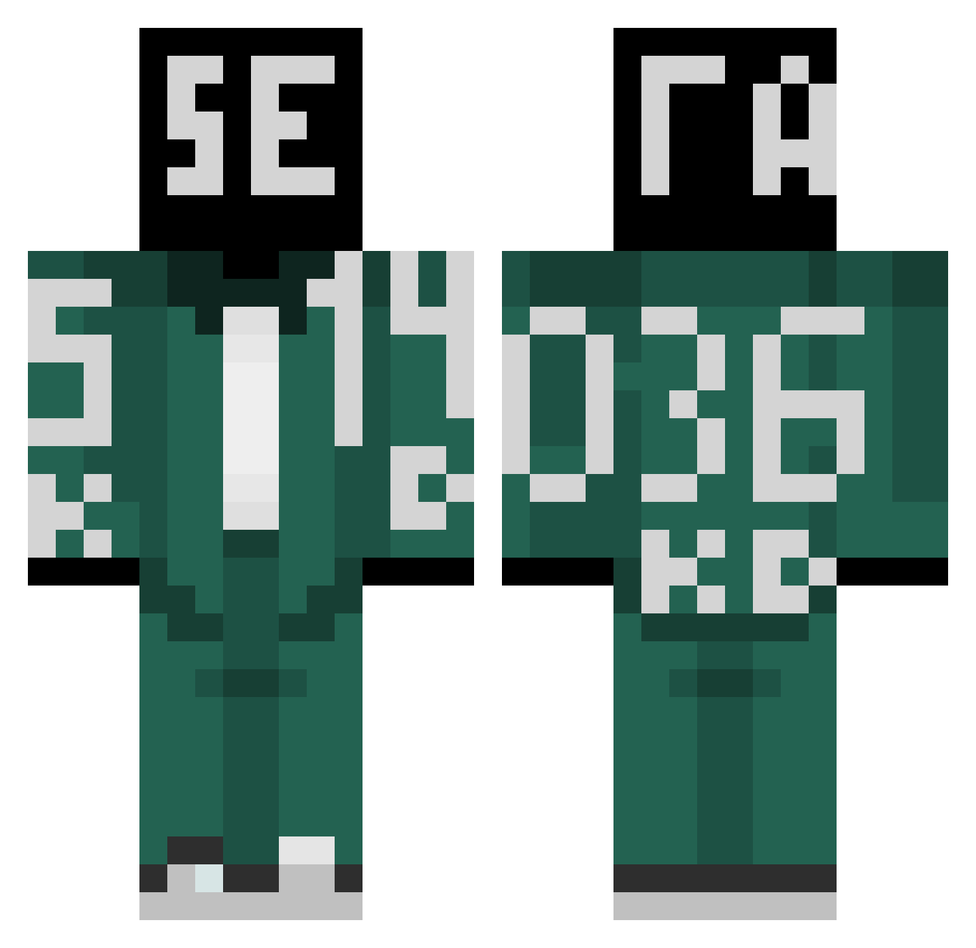 Yustin9 Minecraft skin, front and back view