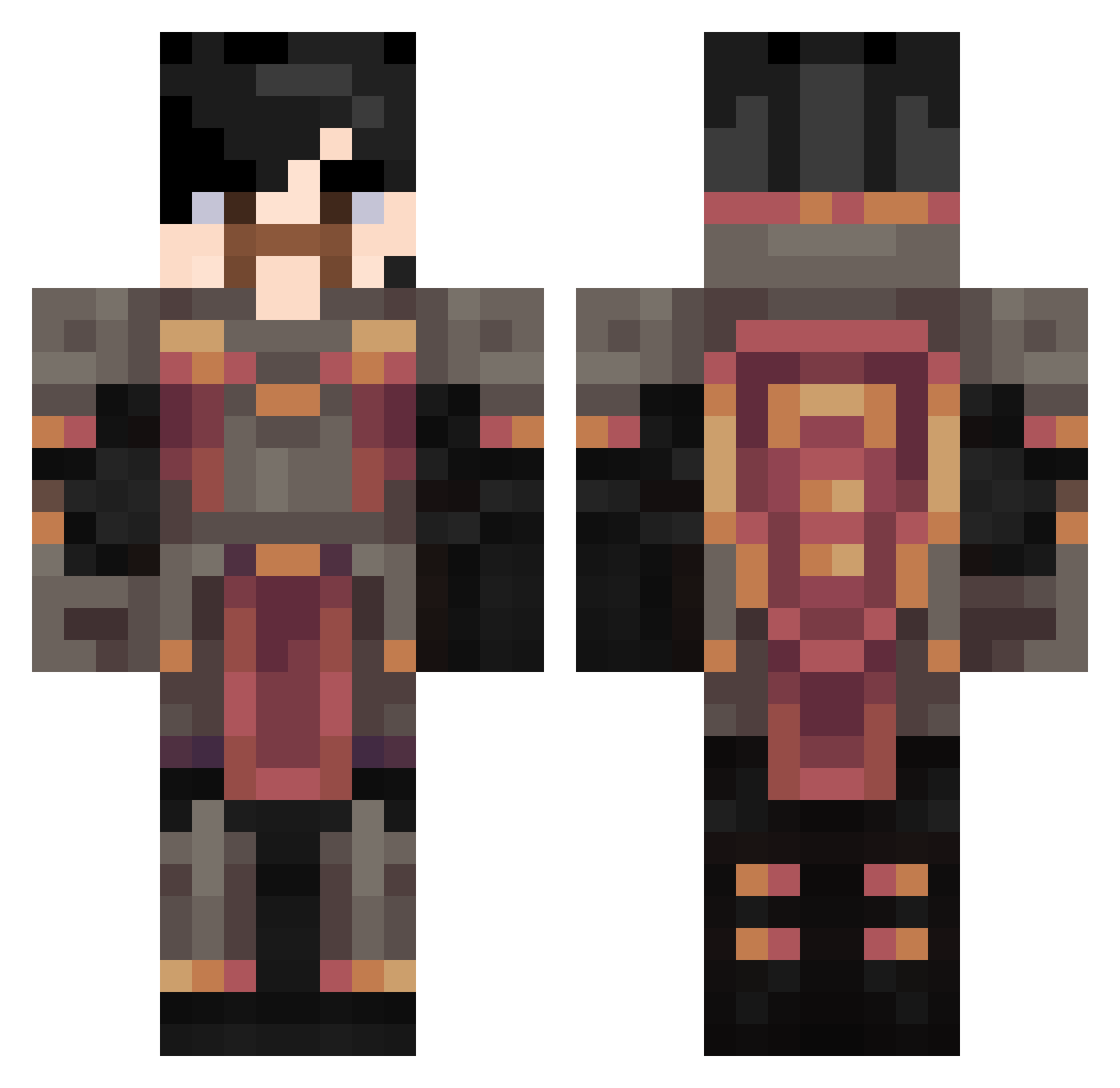 Kaykera Minecraft skin, front and back view