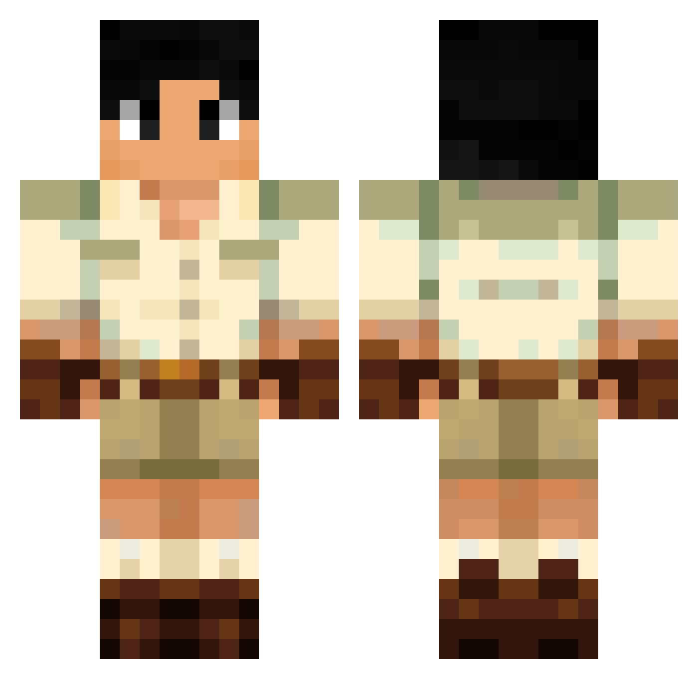 AarizR Minecraft skin, front and back view