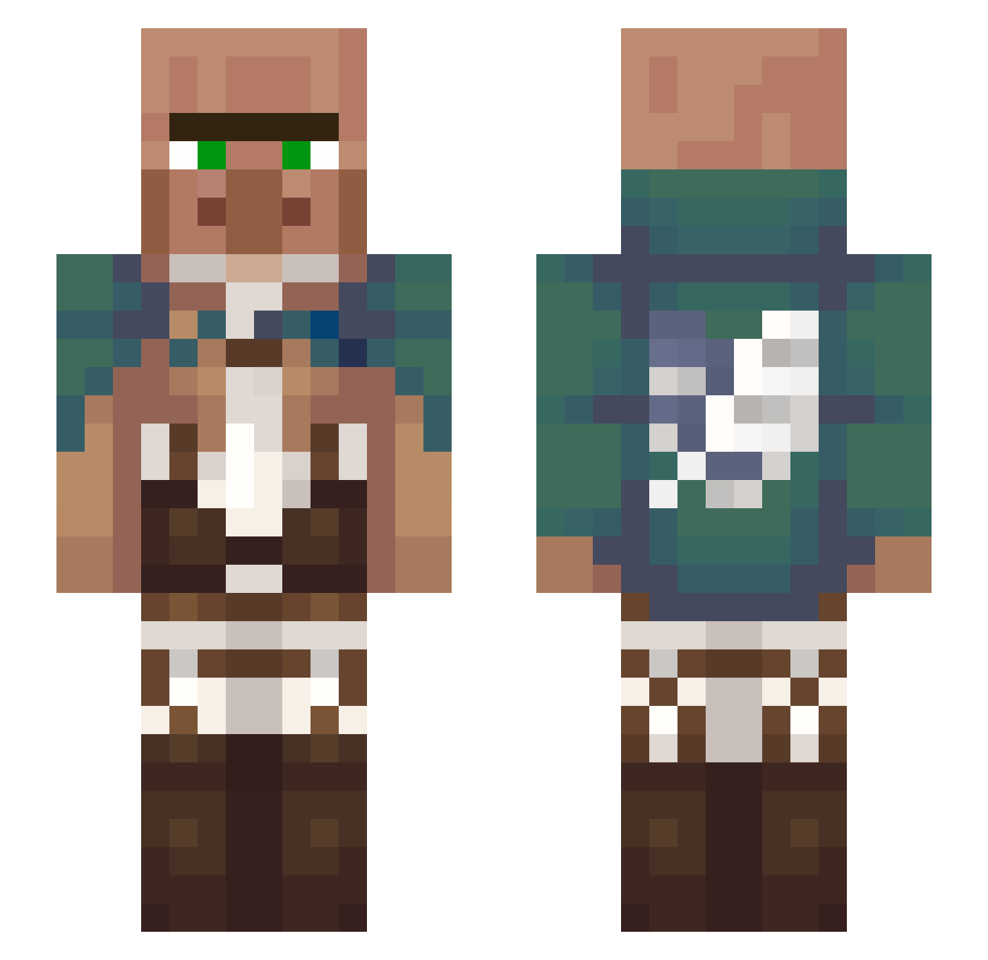 JarnusTV Minecraft skin, front and back view