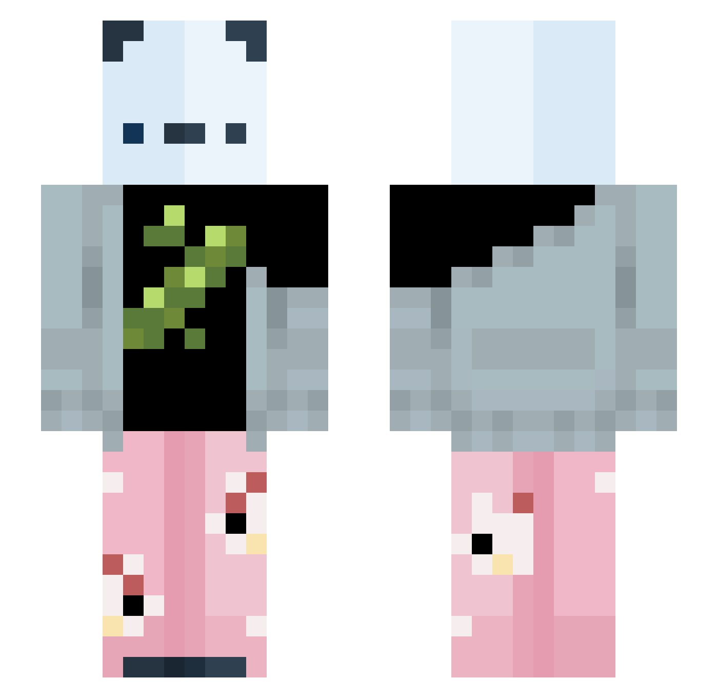 PanndaFr Minecraft skin, front and back view