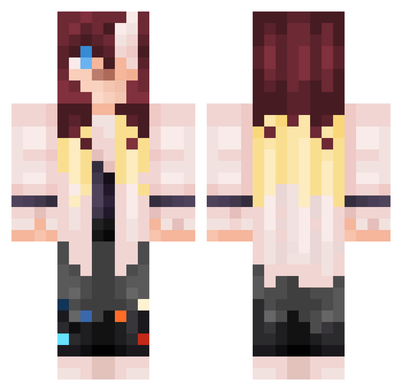 PatchworkBunni Minecraft skin, front and back view