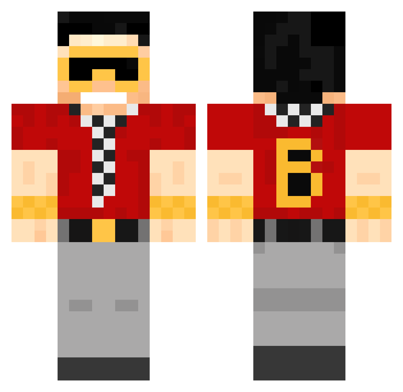 Beat Minecraft skin, front and back view