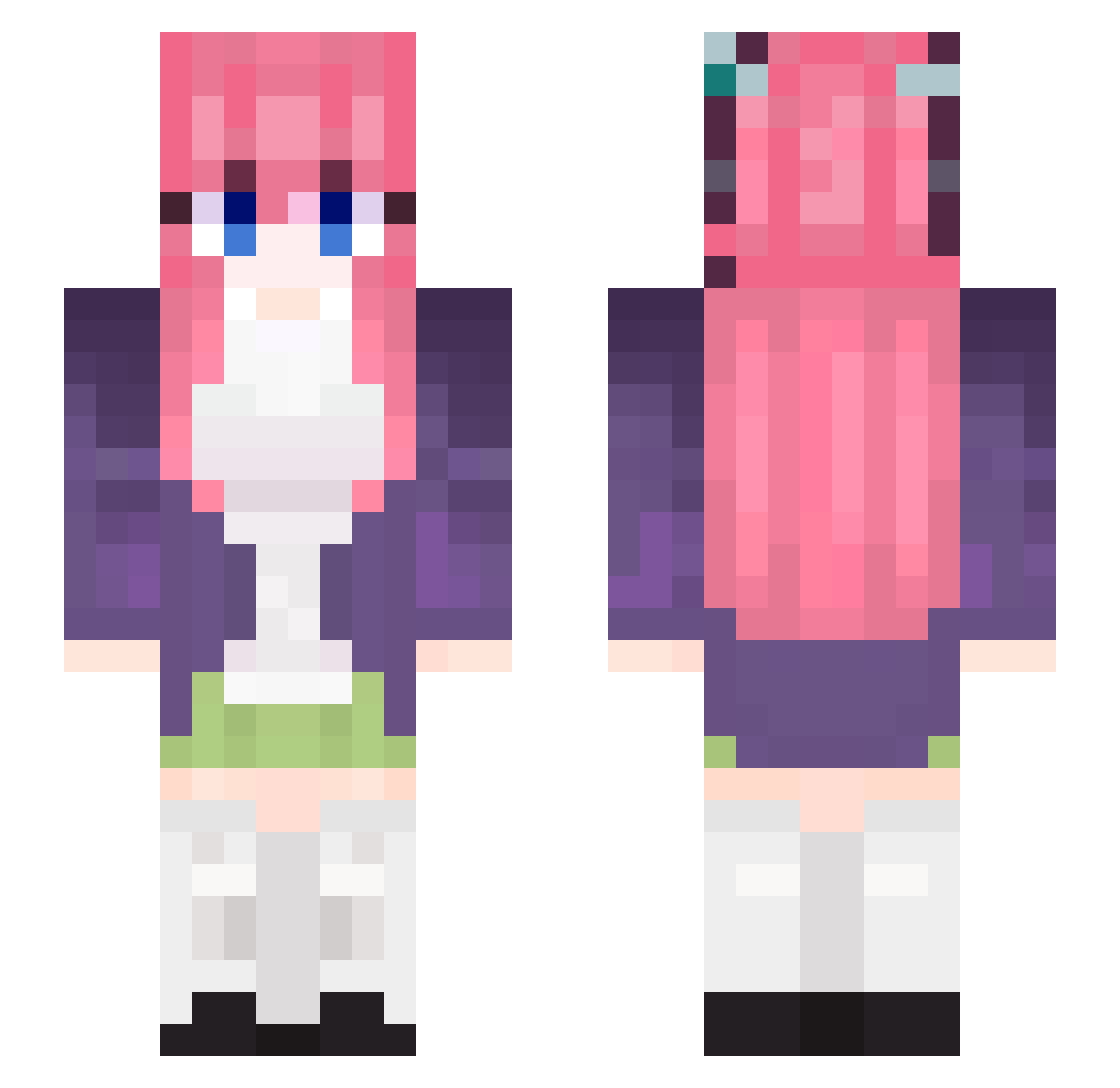 _Nino__Nakano_ Minecraft skin, front and back view