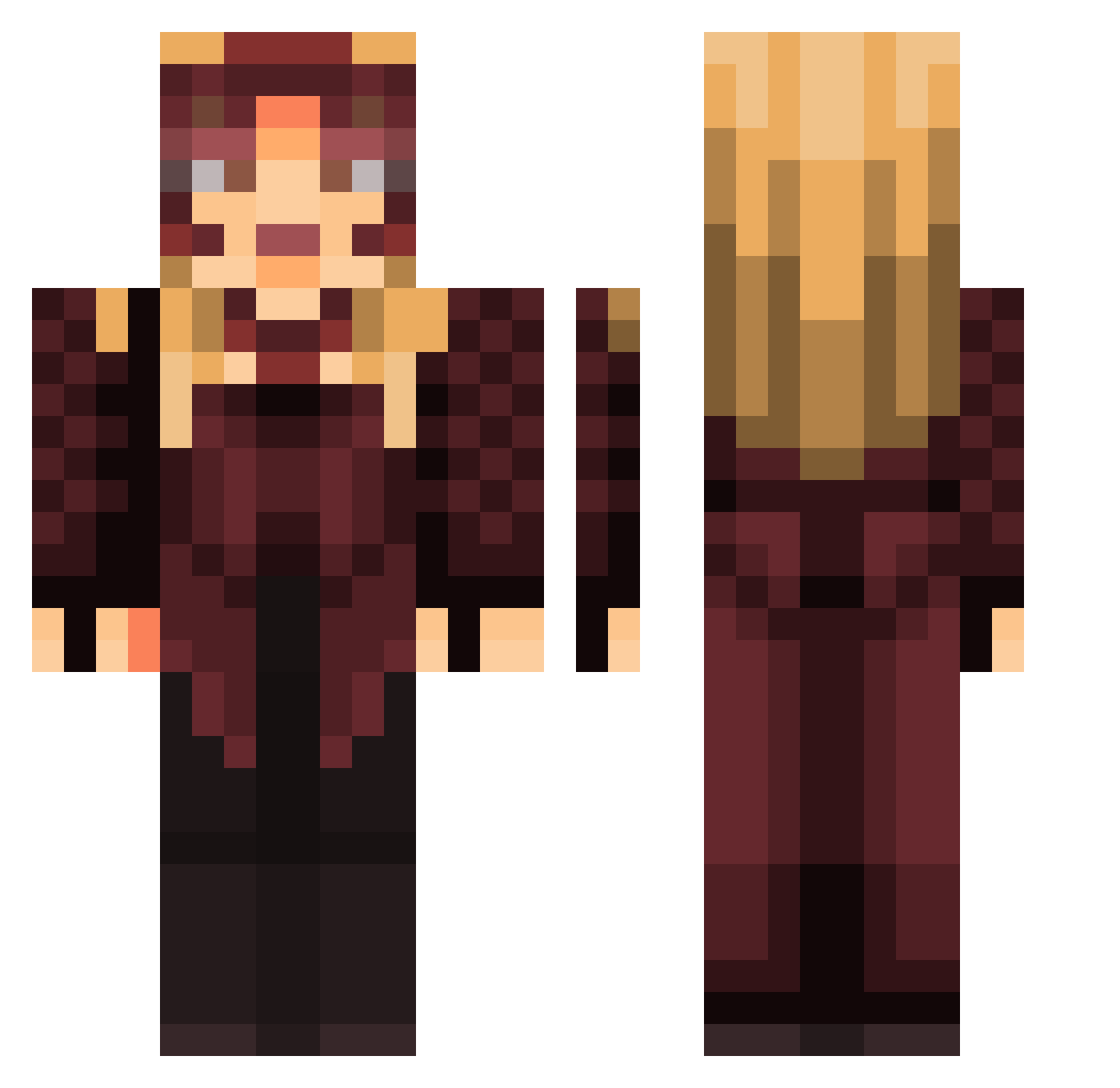 sixxsta Minecraft skin, front and back view