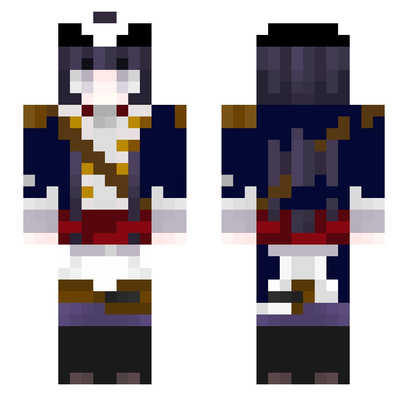 RazVoukou Minecraft skin, front and back view