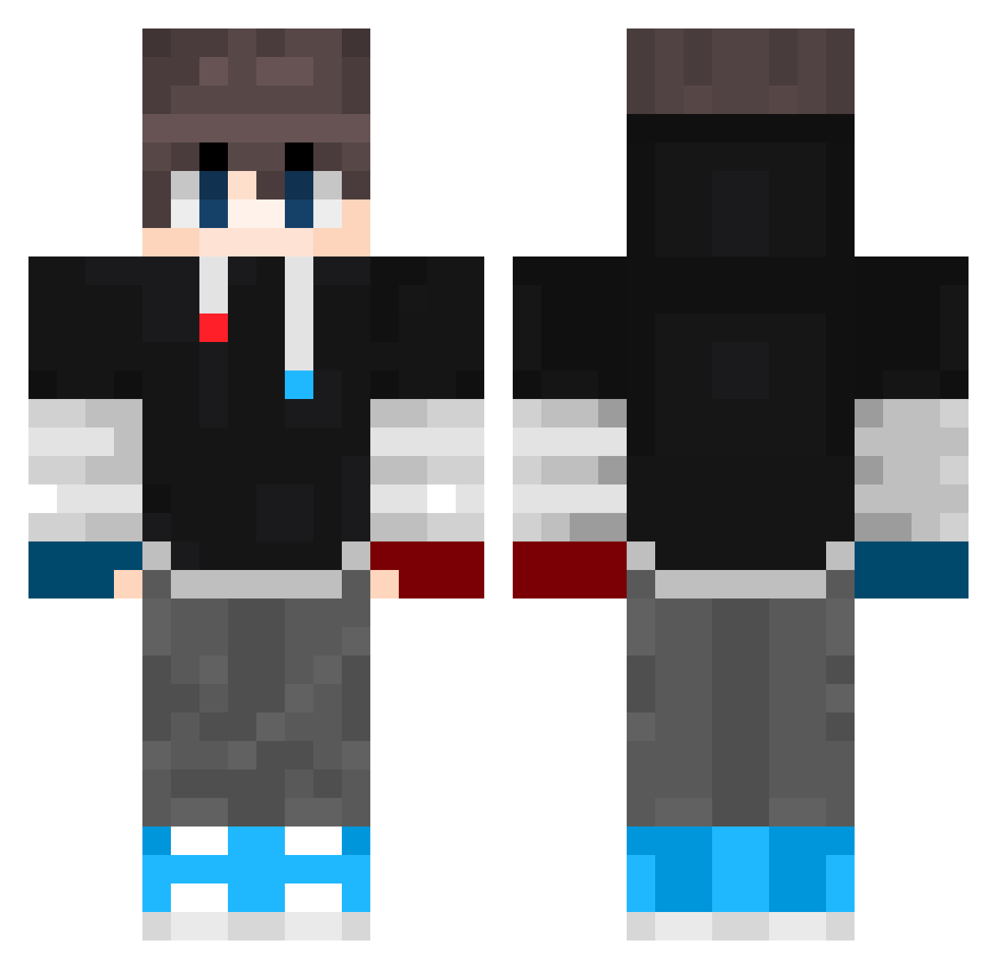 PikaVader5000 Minecraft skin, front and back view