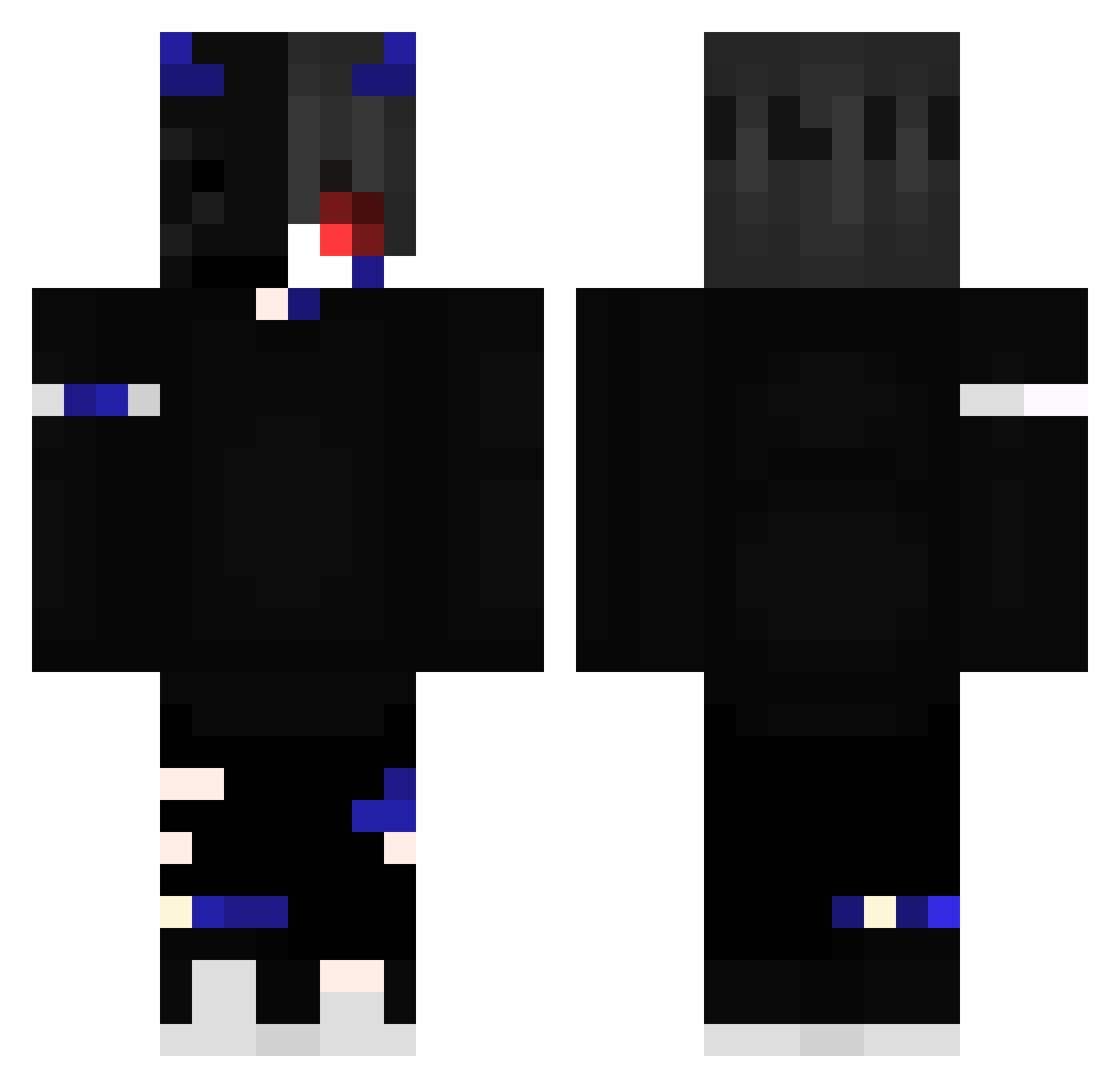 BlackWolf2805 Minecraft skin, front and back view