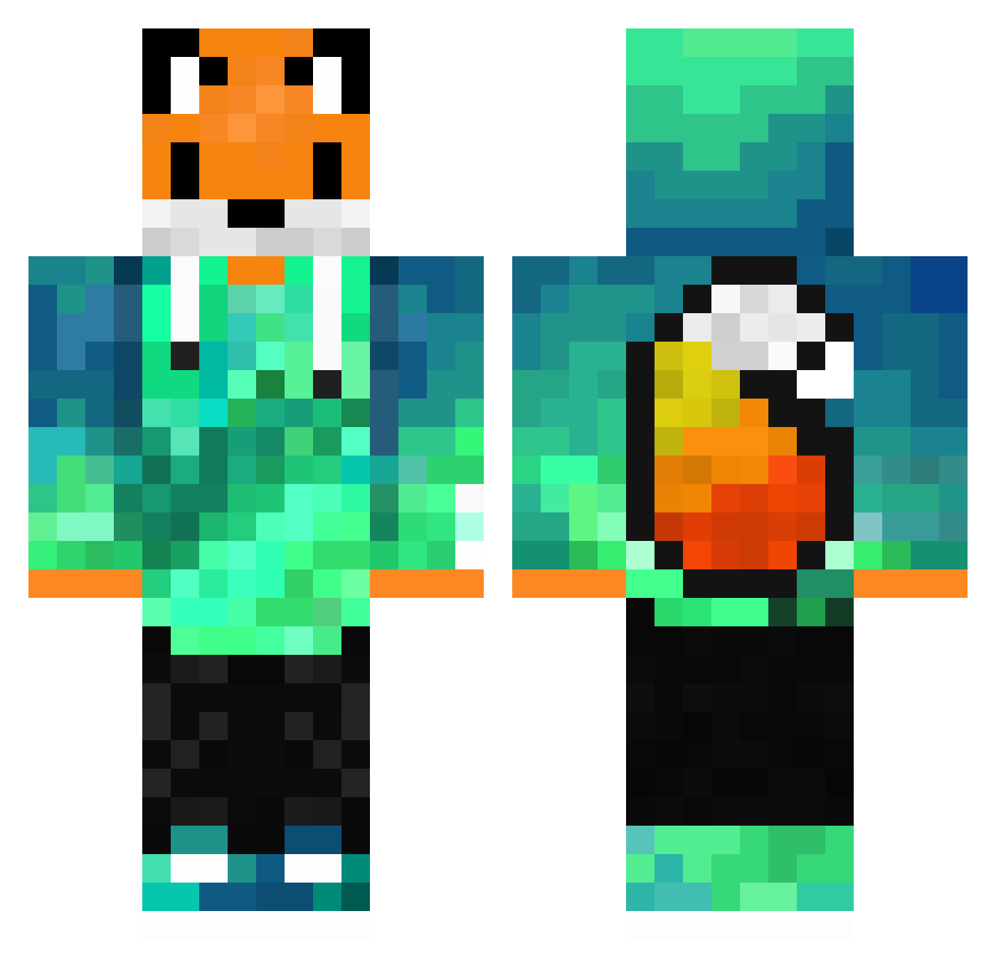 Wrociu Minecraft skin, front and back view