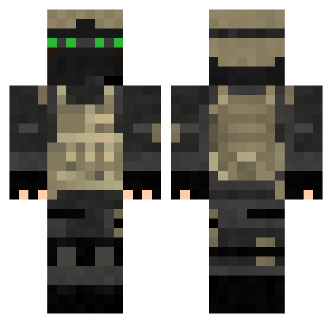 xZitty Minecraft skin, front and back view