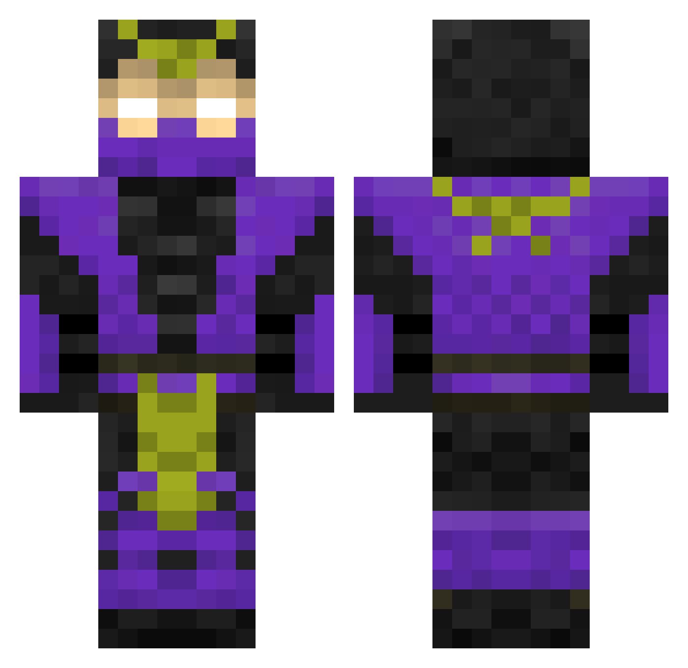 JustAdapt Minecraft skin, front and back view