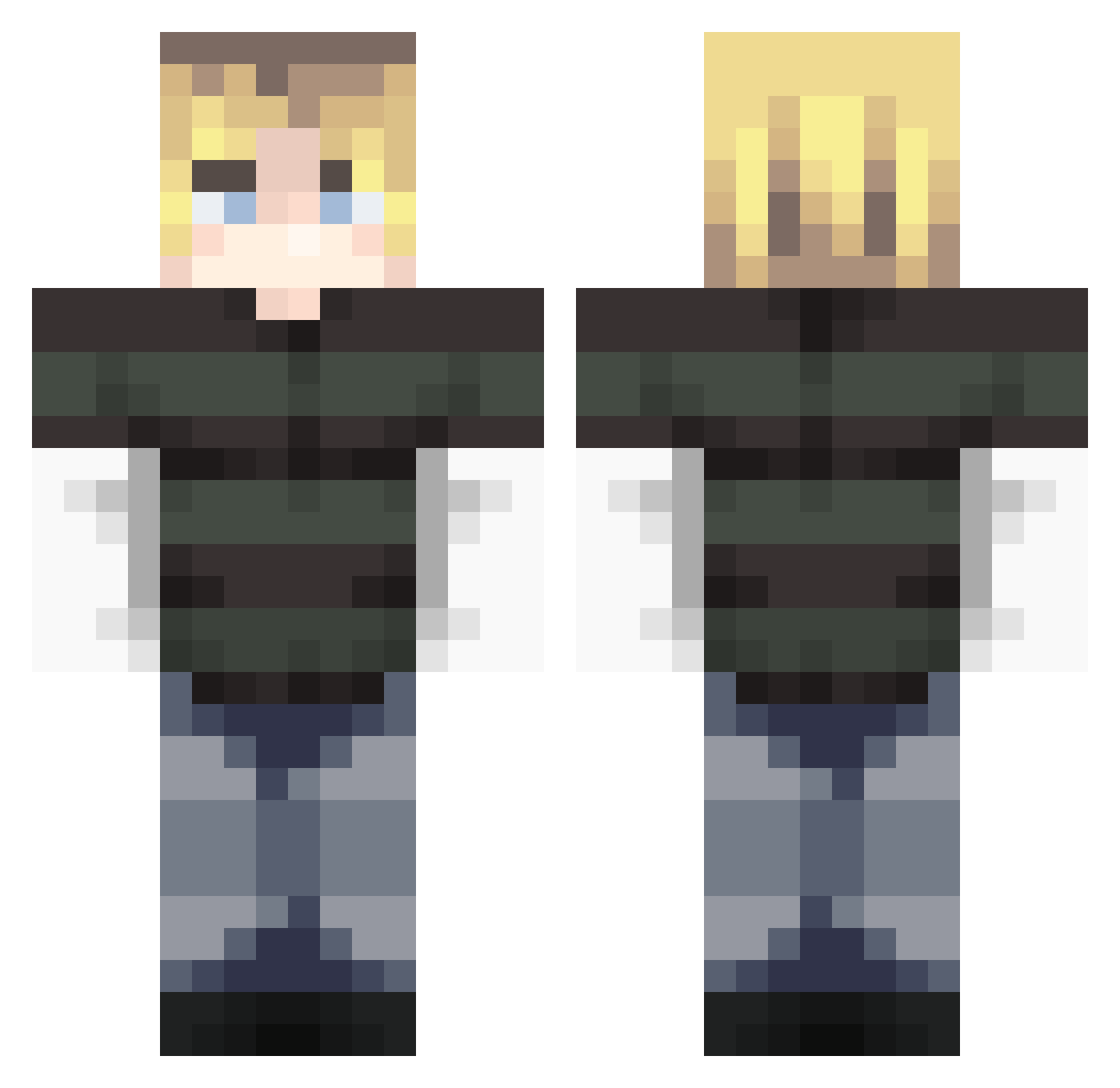 Dead_HELLYEAH Minecraft skin, front and back view