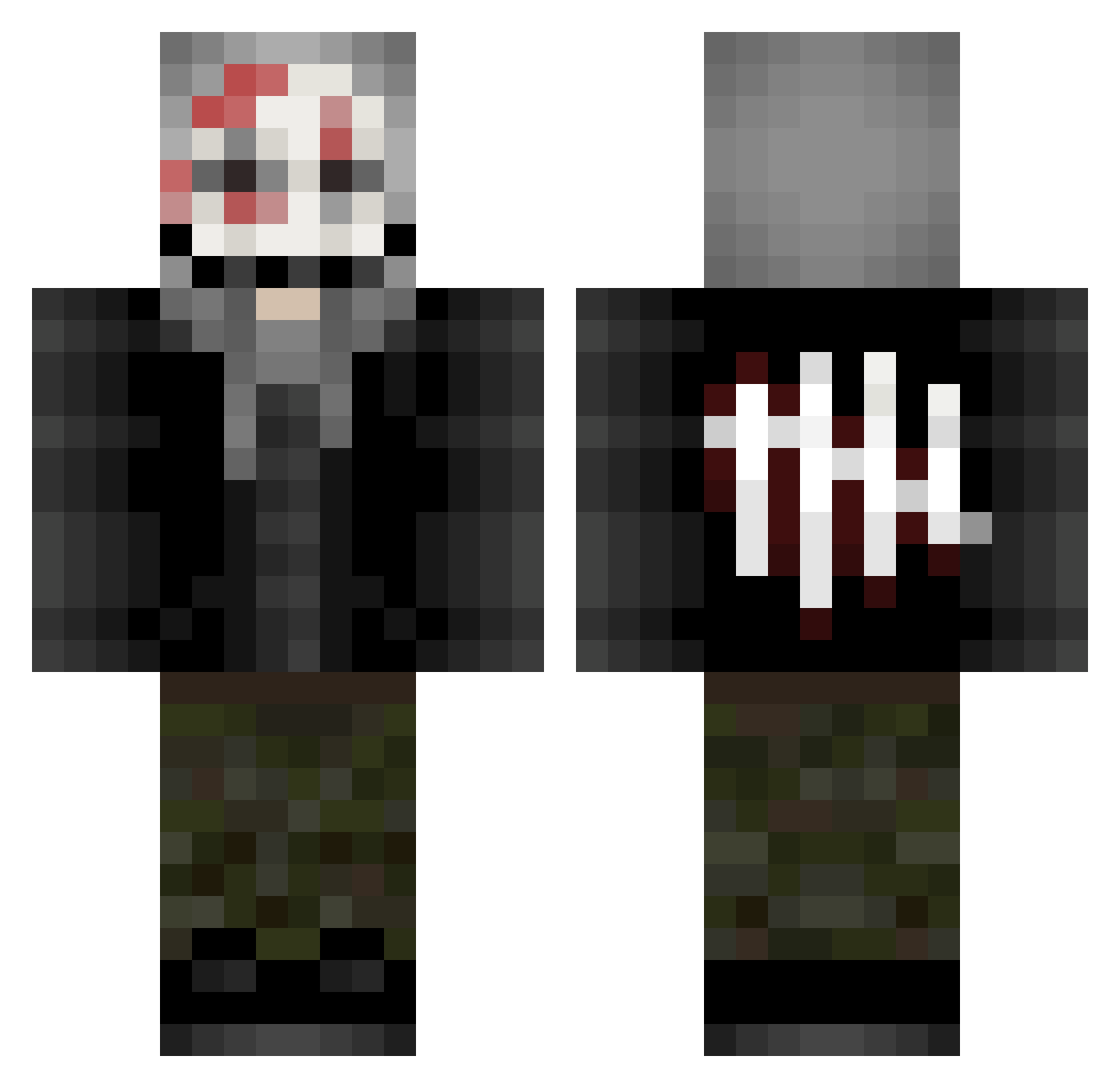 Error_NotFound Minecraft skin, front and back view
