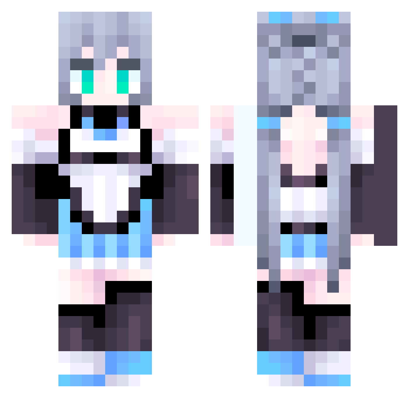 YukiOMO Minecraft skin, front and back view