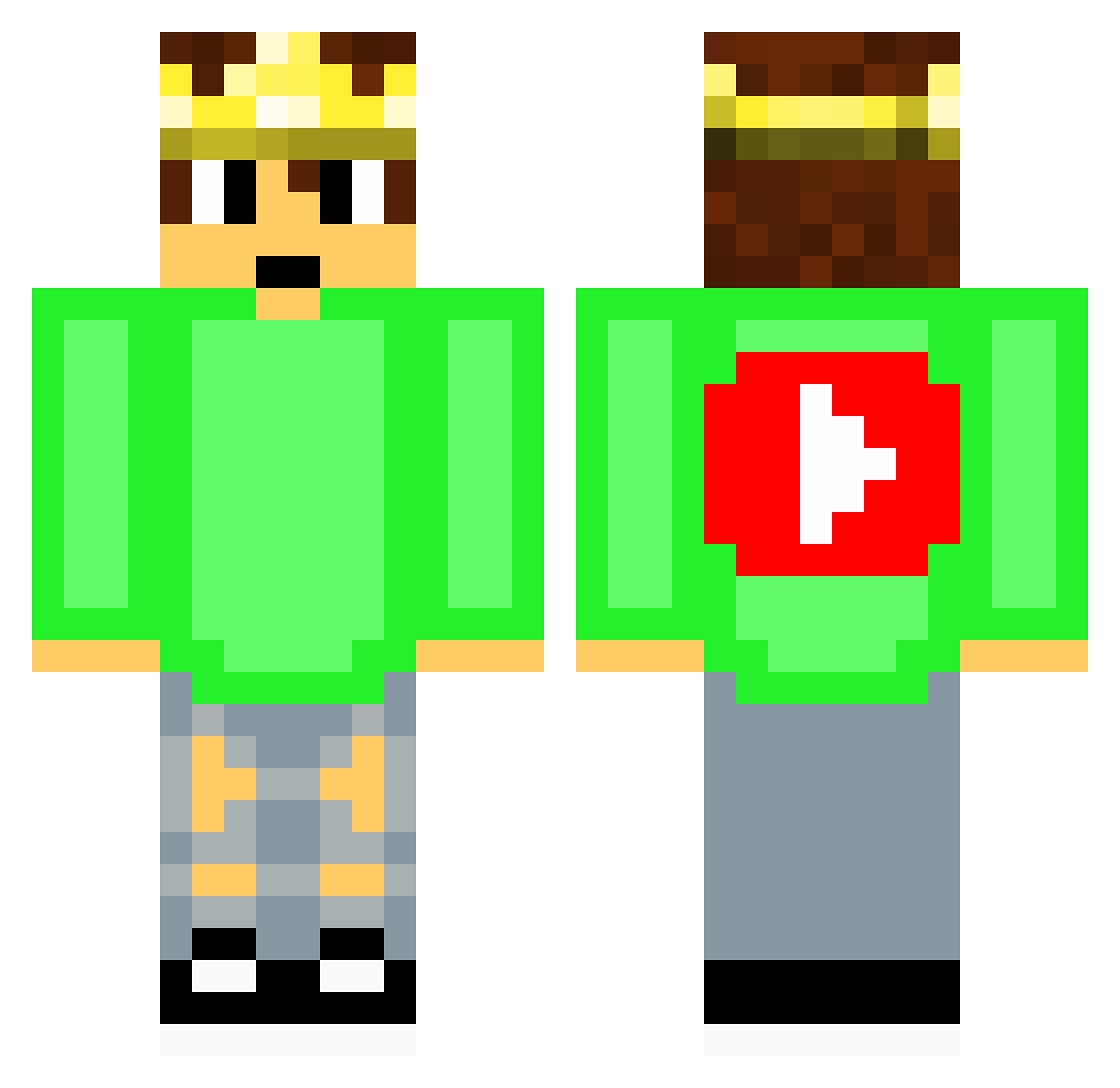 DennisFusha Minecraft skin, front and back view
