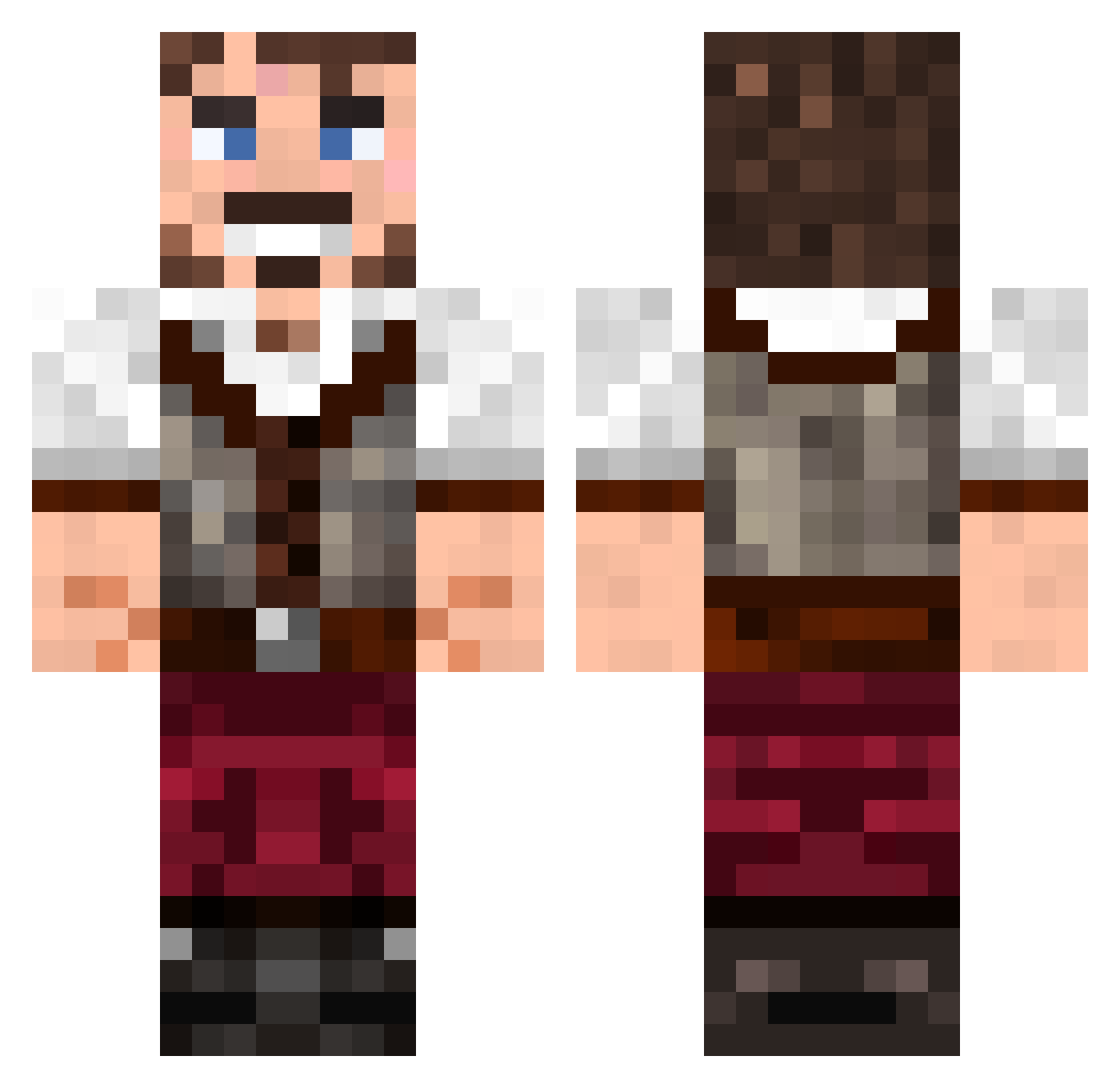 Reverist Minecraft skin, front and back view