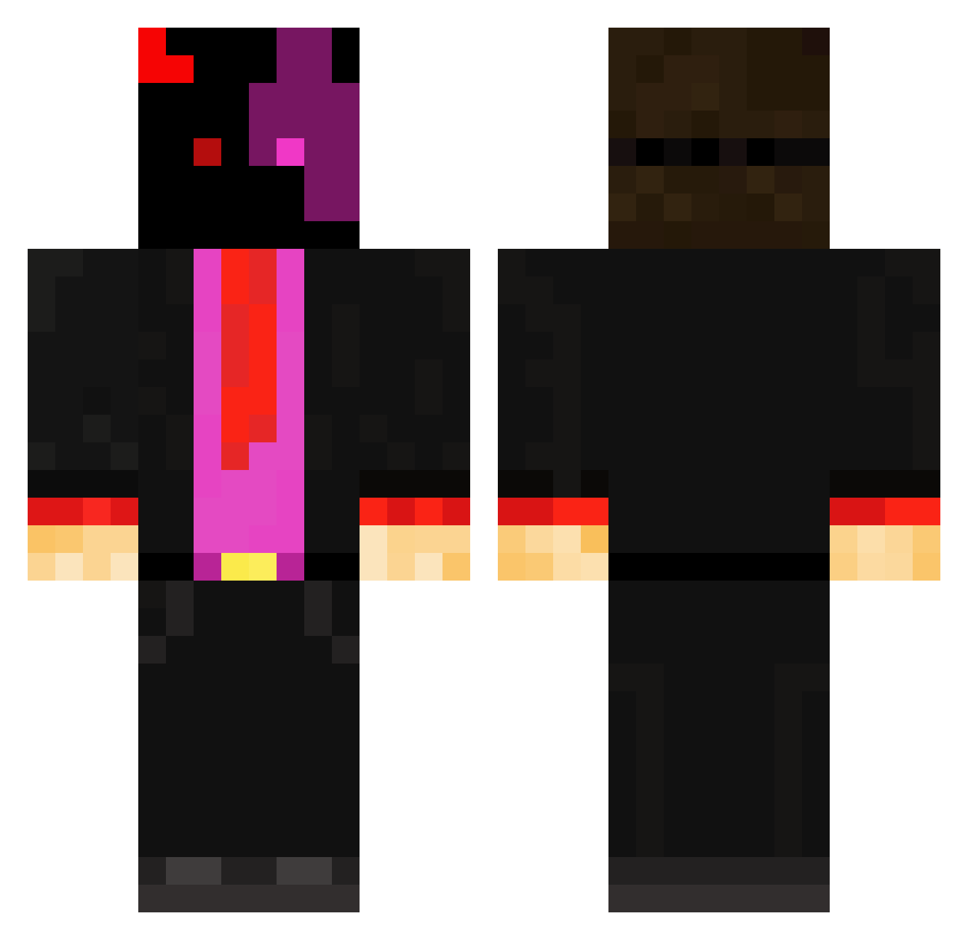 Zorekus Minecraft skin, front and back view
