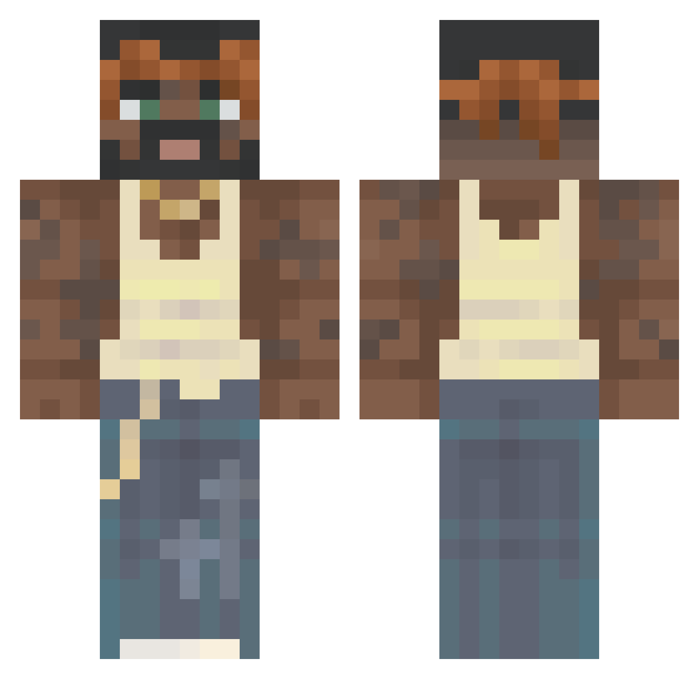 Menthex Minecraft skin, front and back view