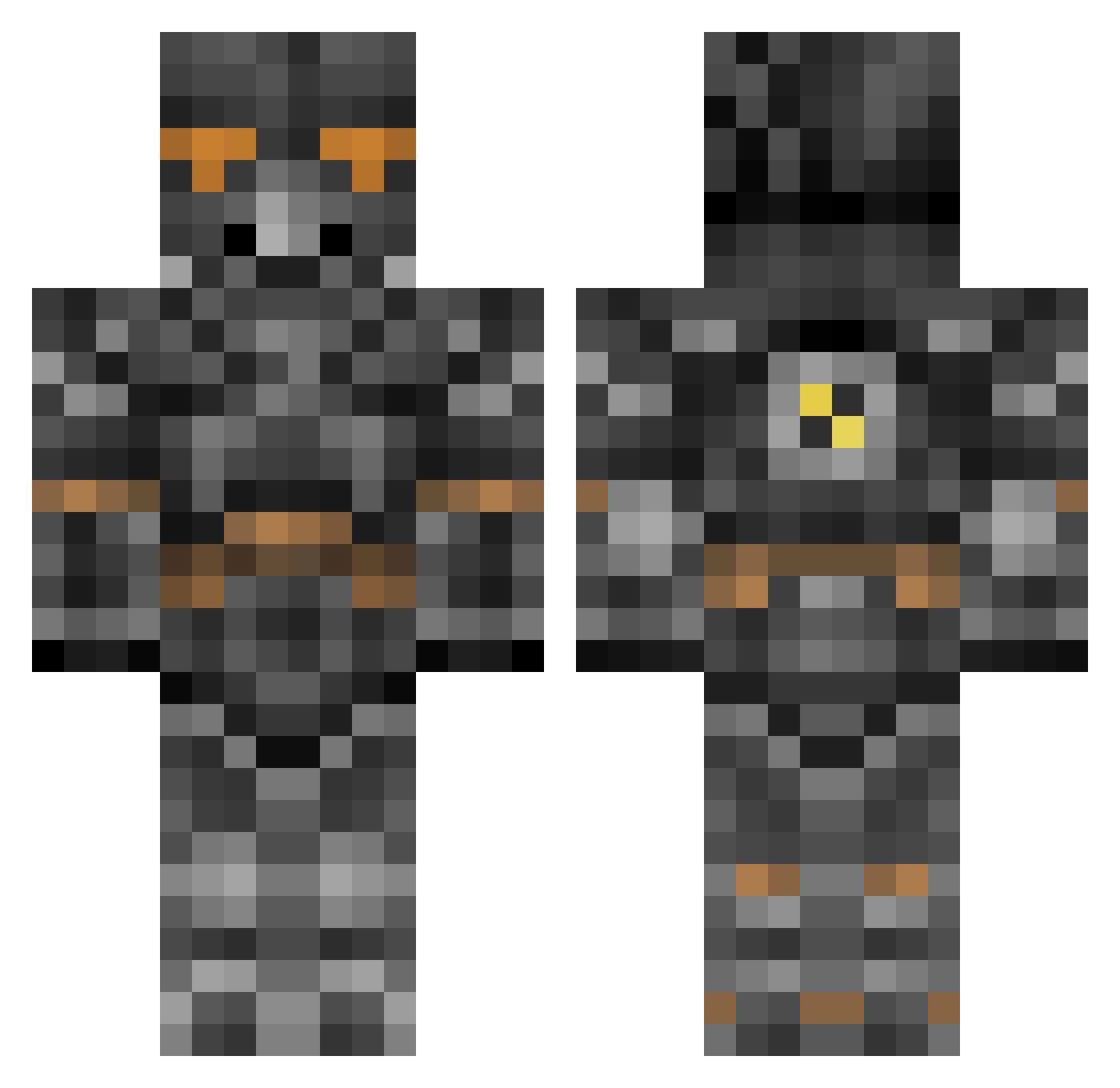 GroceryRaider Minecraft skin, front and back view