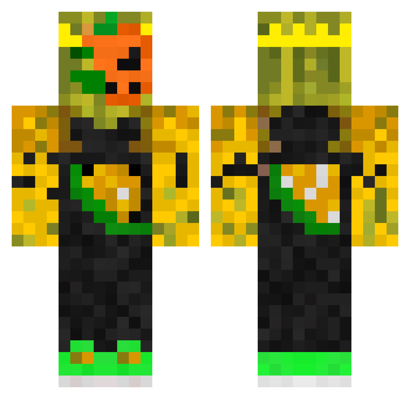 Inedible_Pizza Minecraft skin, front and back view