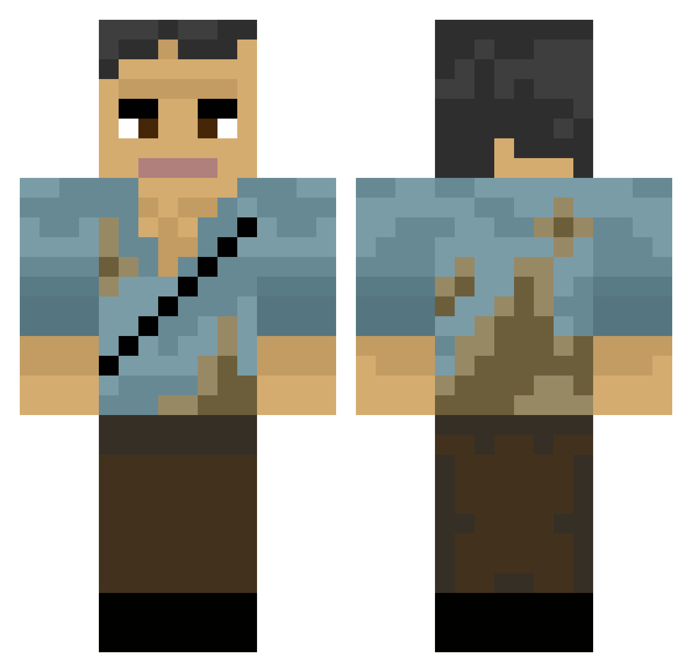 squatty Minecraft skin, front and back view
