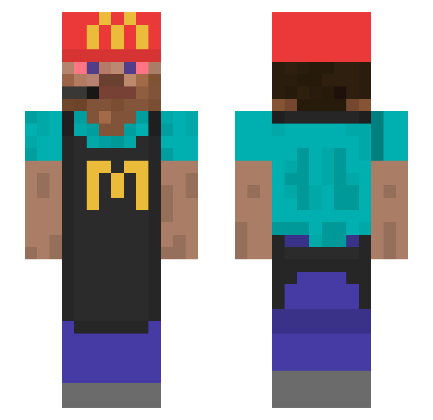 StayHorny Minecraft skin, front and back view