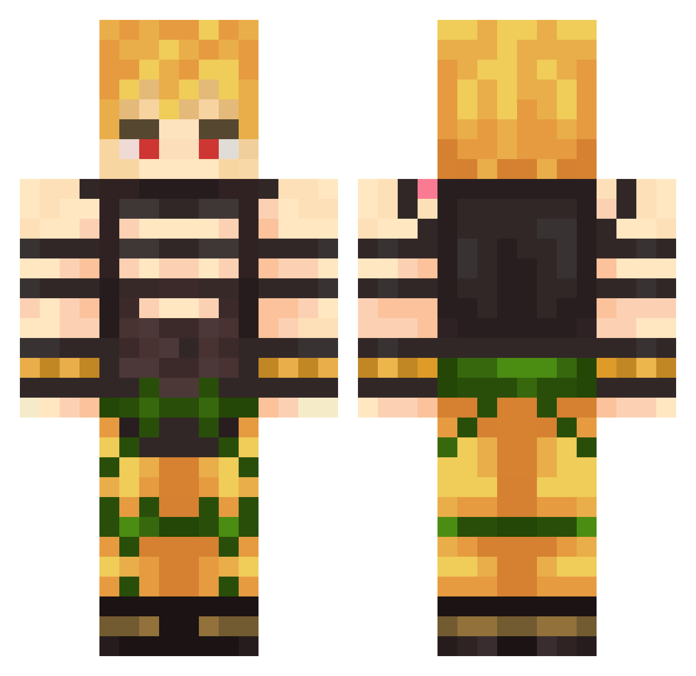 WEAZZEL Minecraft skin, front and back view
