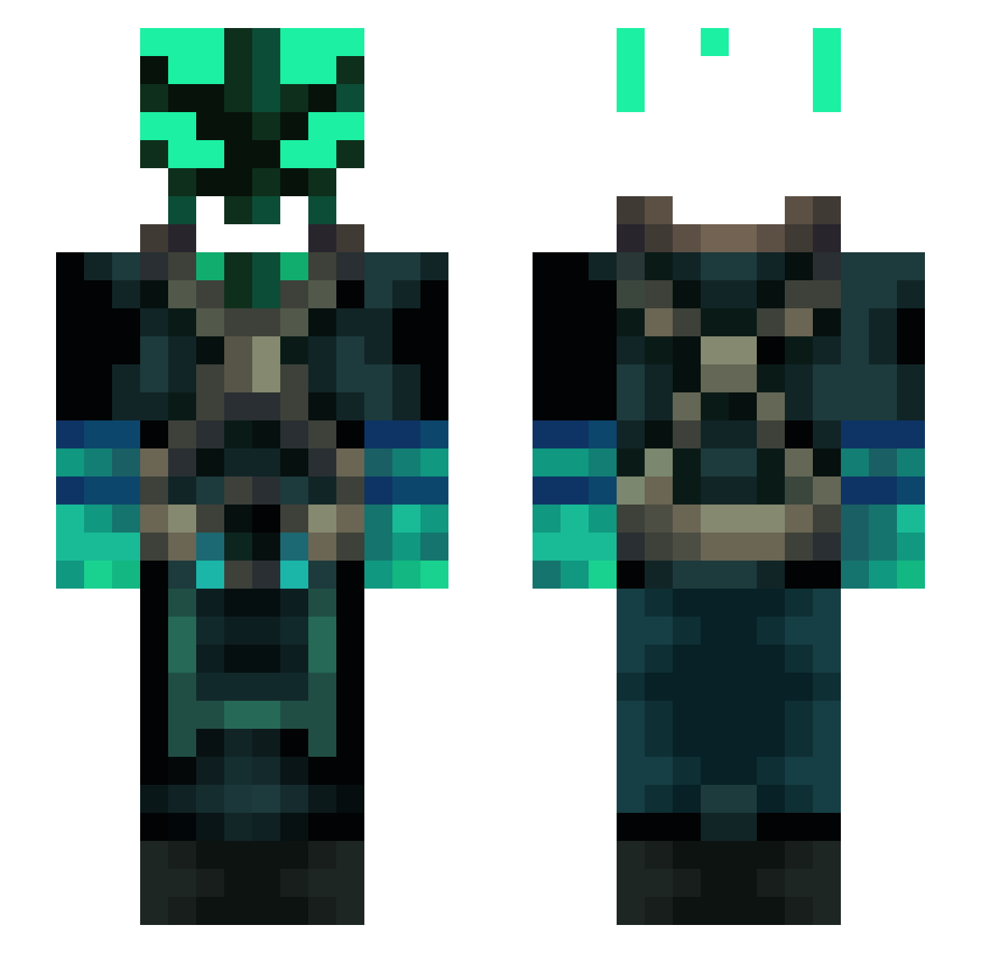 Fwallan Minecraft skin, front and back view