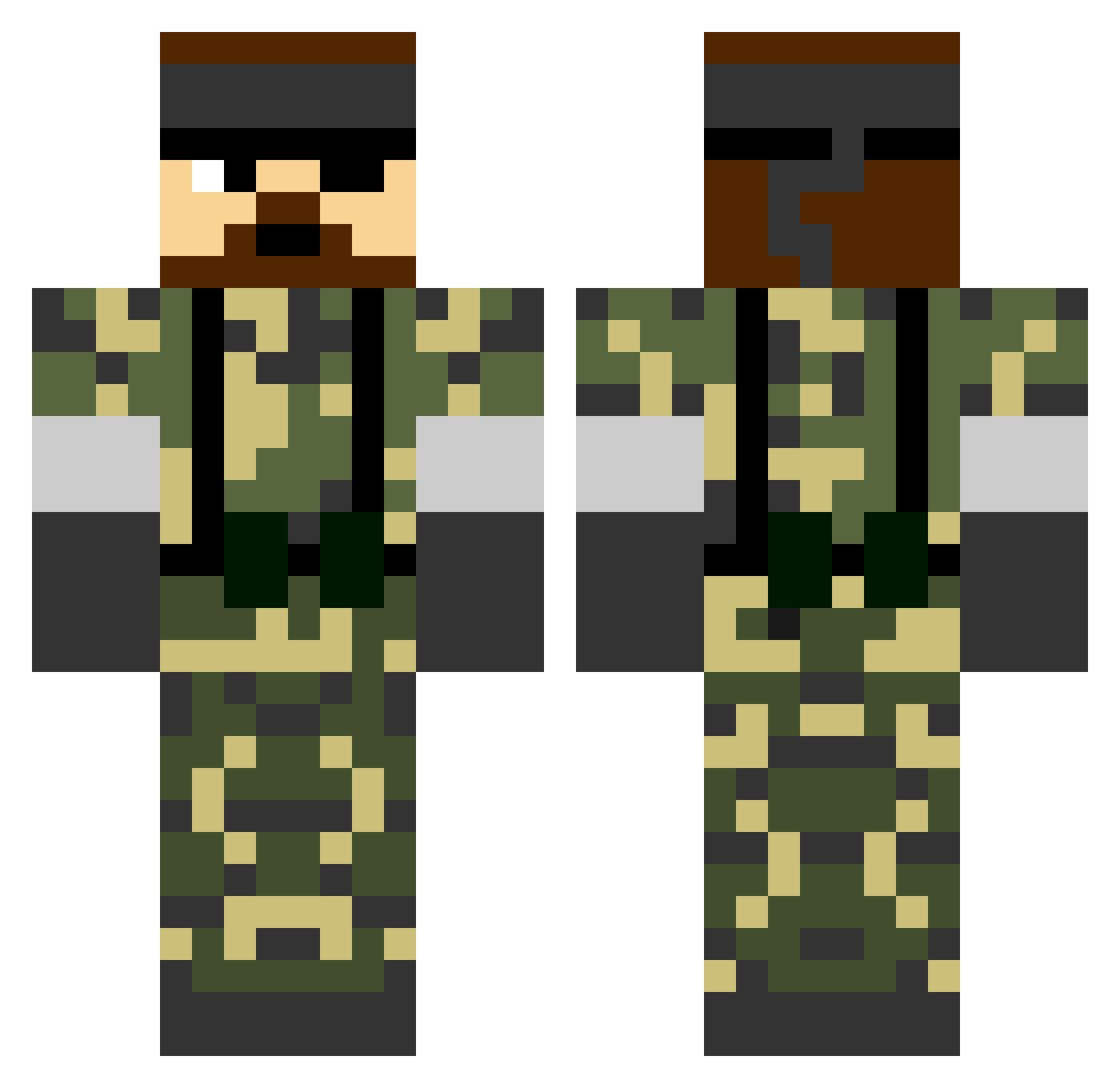 Nosh Minecraft skin, front and back view