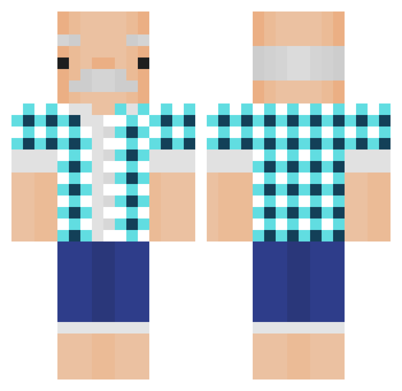 xH3lioS Minecraft skin, front and back view