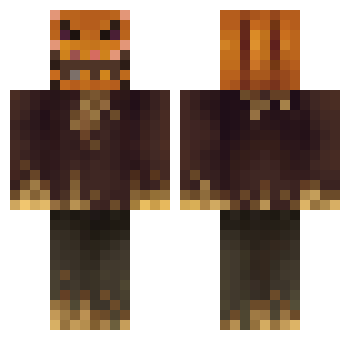 PAPAxCRAFTER Minecraft skin, front and back view