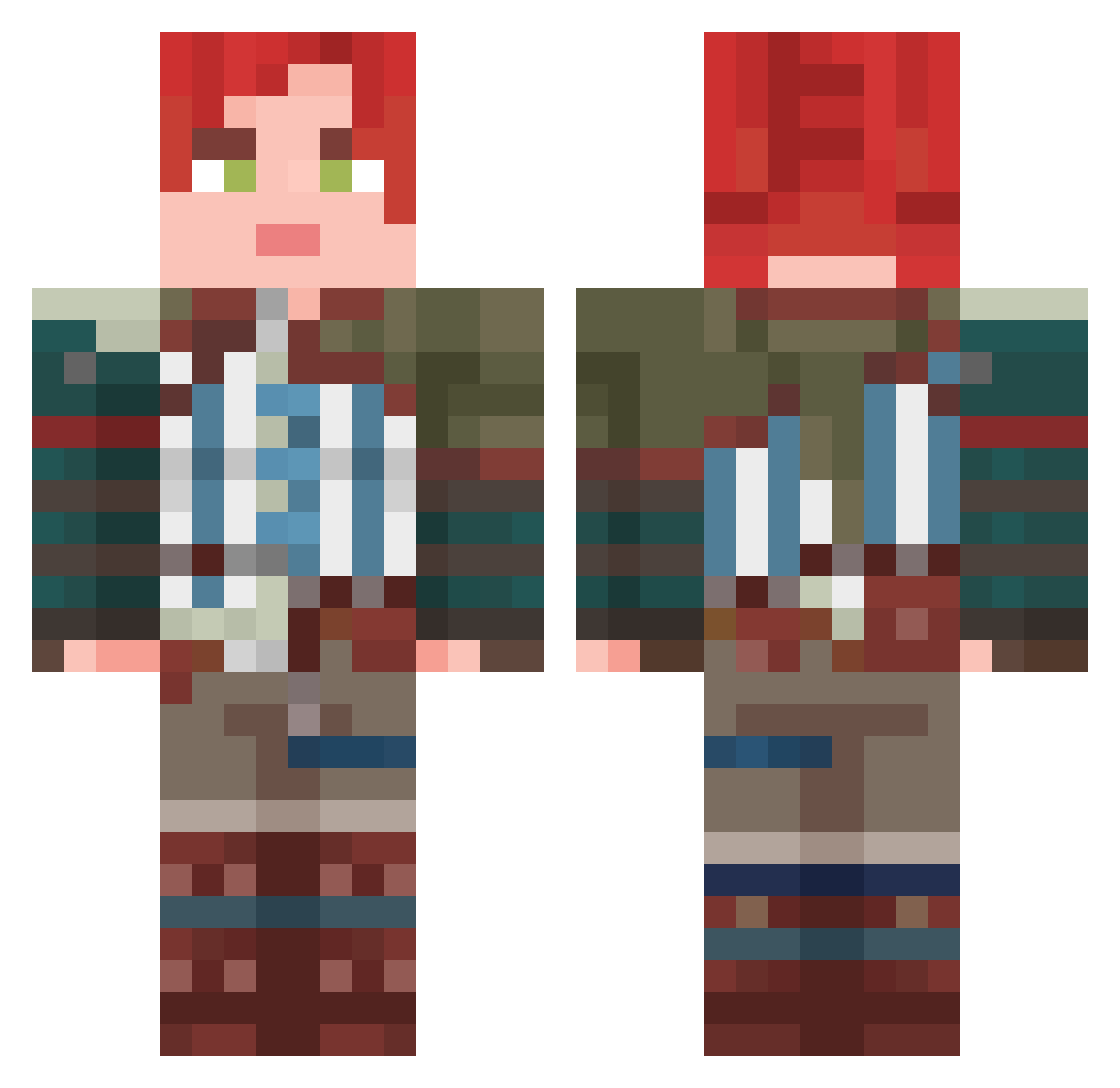 Mopedas Minecraft skin, front and back view