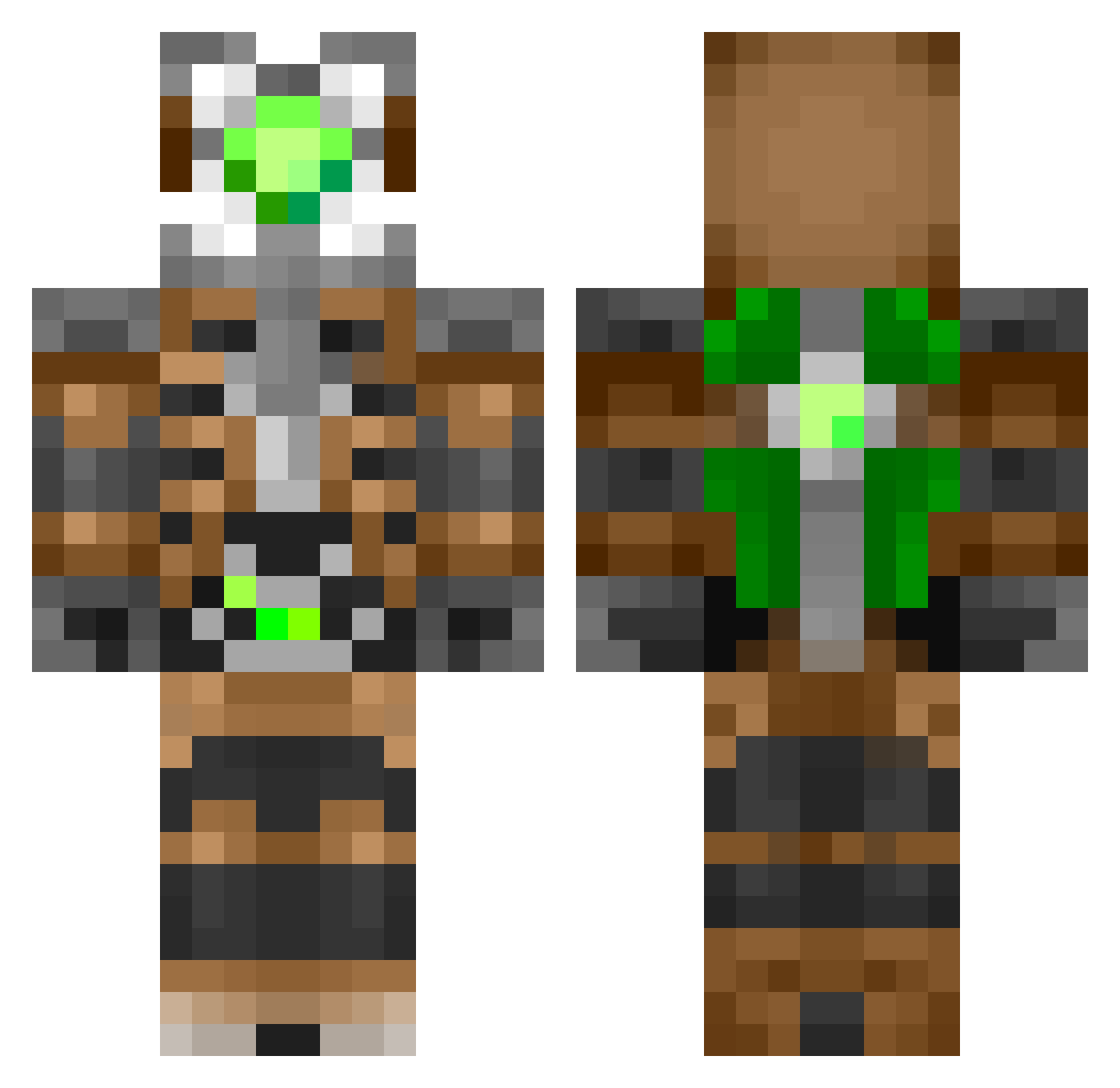 Nooble_Wooble Minecraft skin, front and back view