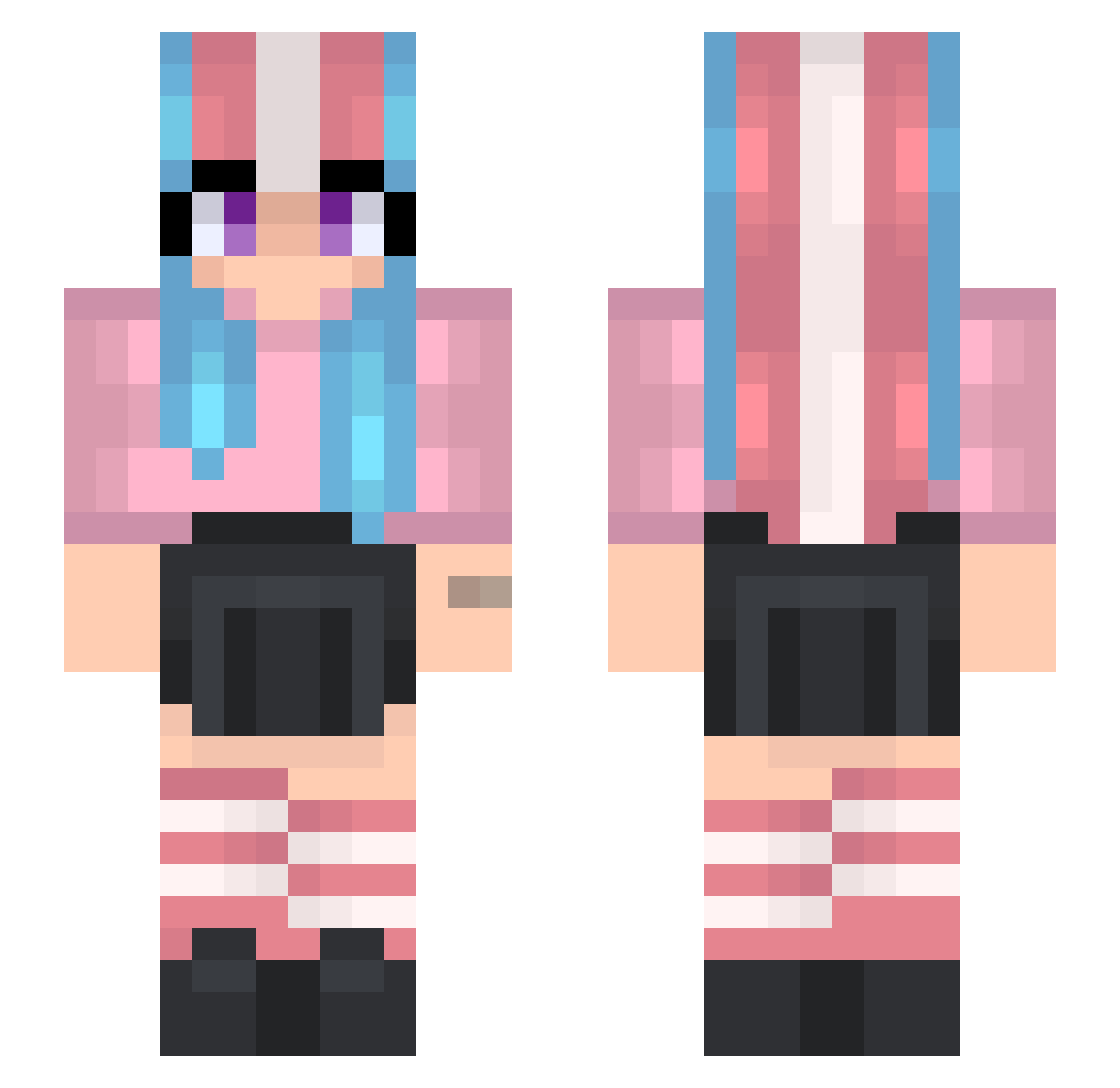 Jomiel Minecraft skin, front and back view