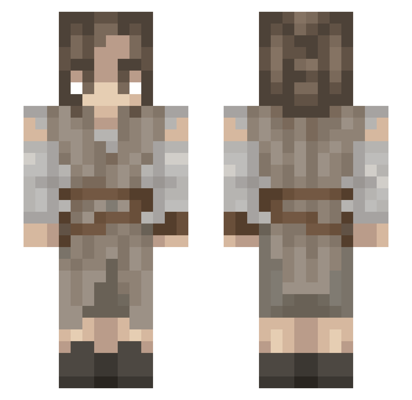 x1aopu Minecraft skin, front and back view