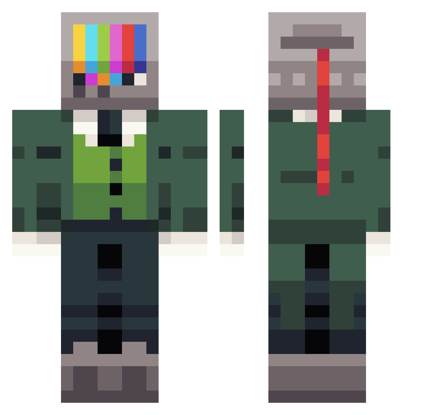 sucrammal Minecraft skin, front and back view
