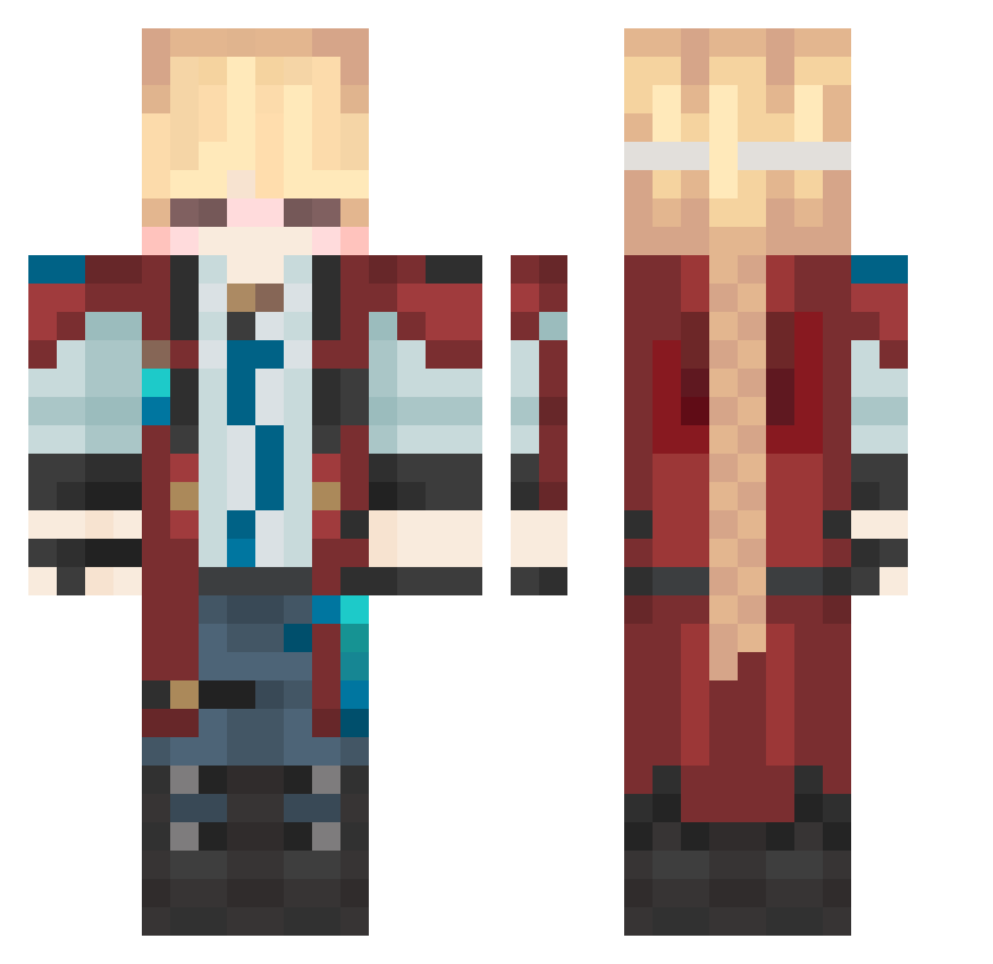 Katzxe Minecraft skin, front and back view