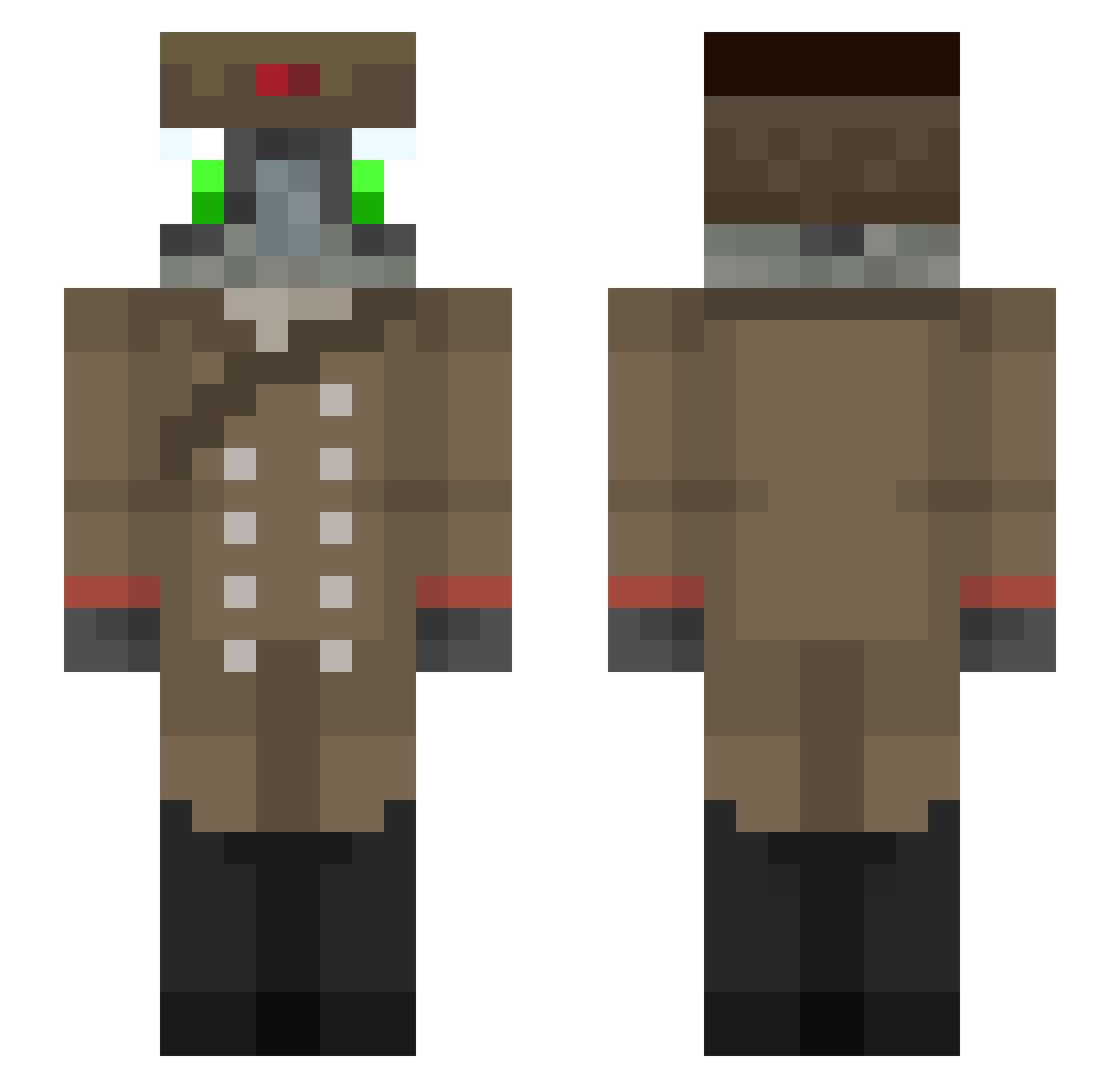 VelvetCadet Minecraft skin, front and back view