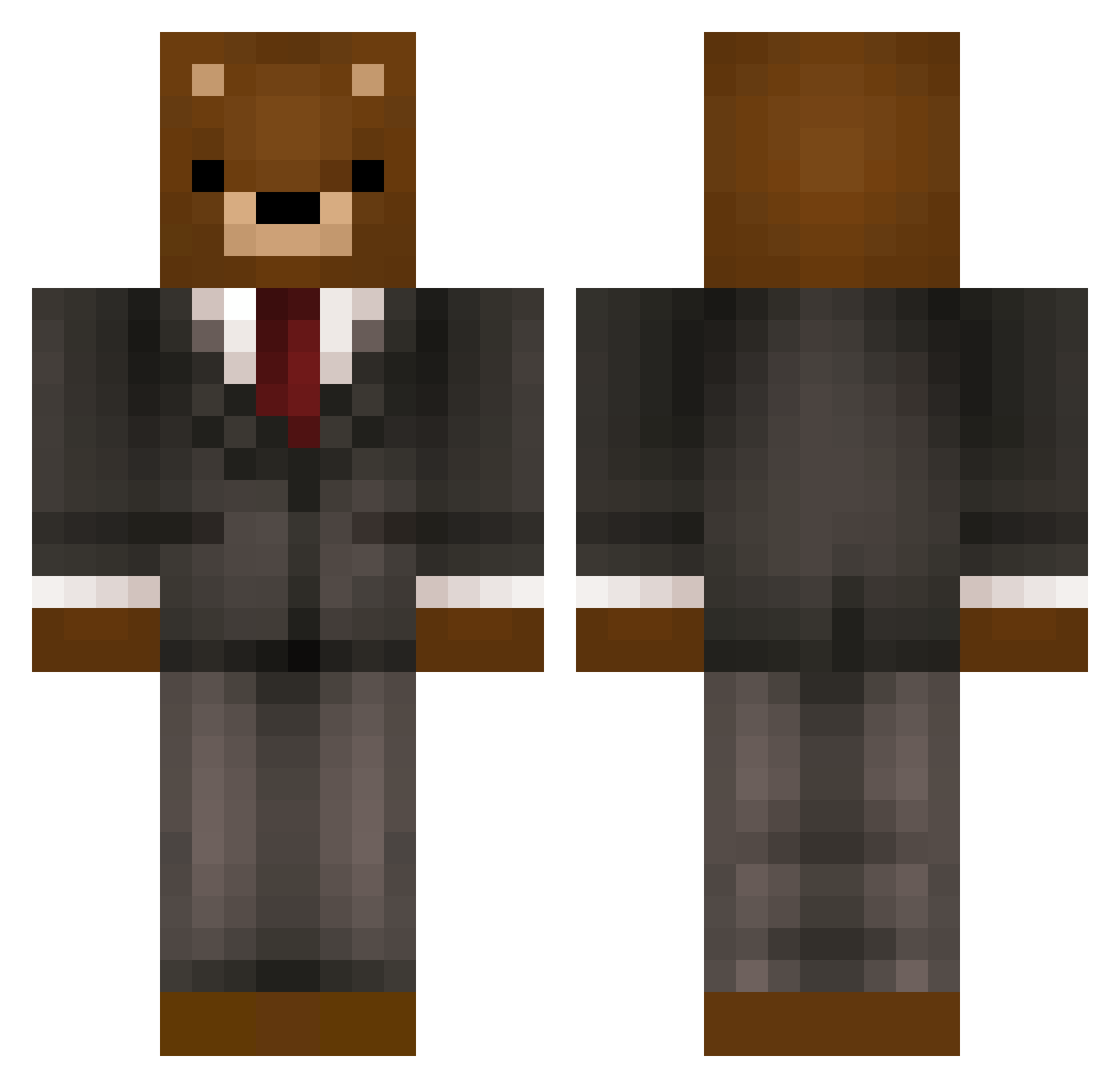 LuaW00 Minecraft skin, front and back view