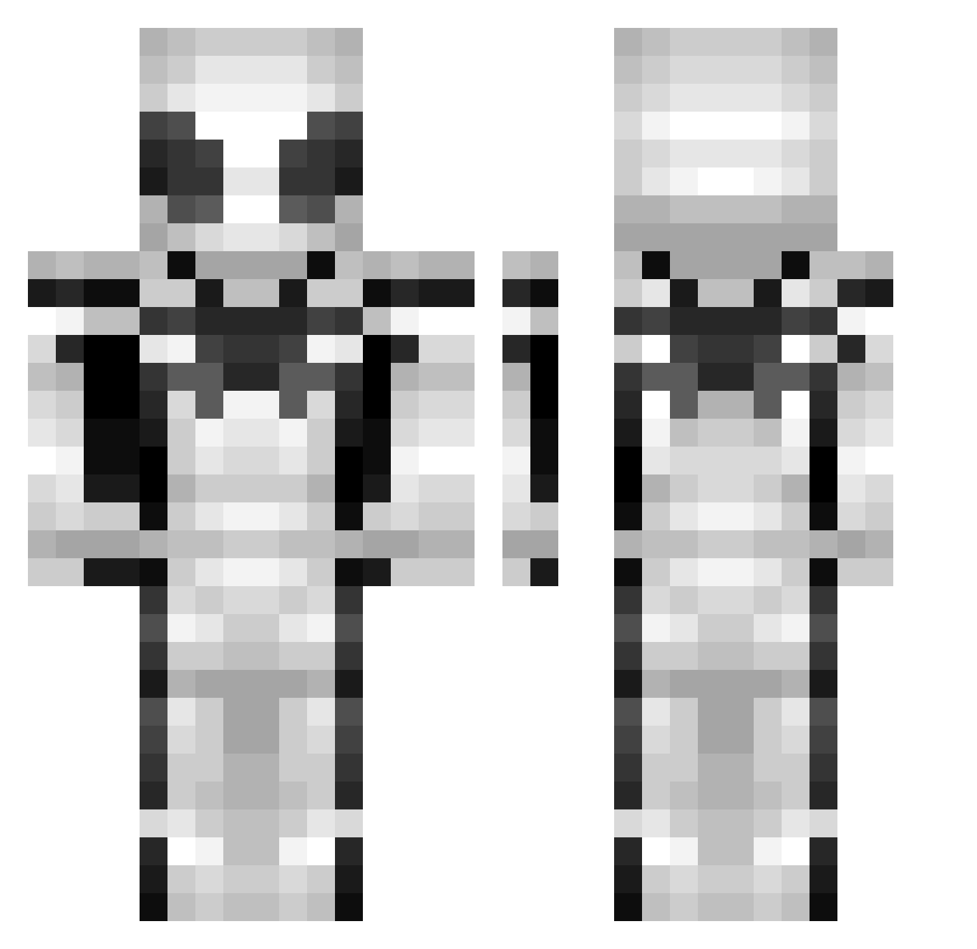 Spud396 Minecraft skin, front and back view