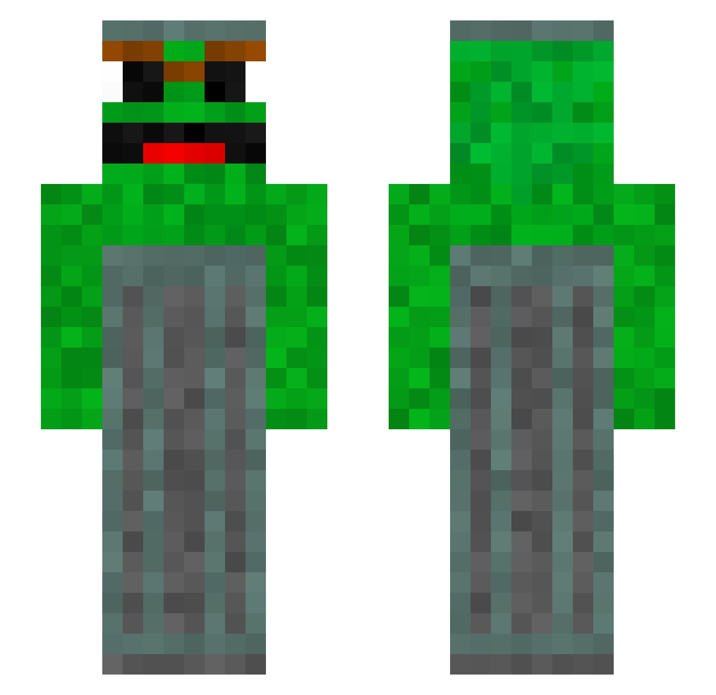 B33MO Minecraft skin, front and back view