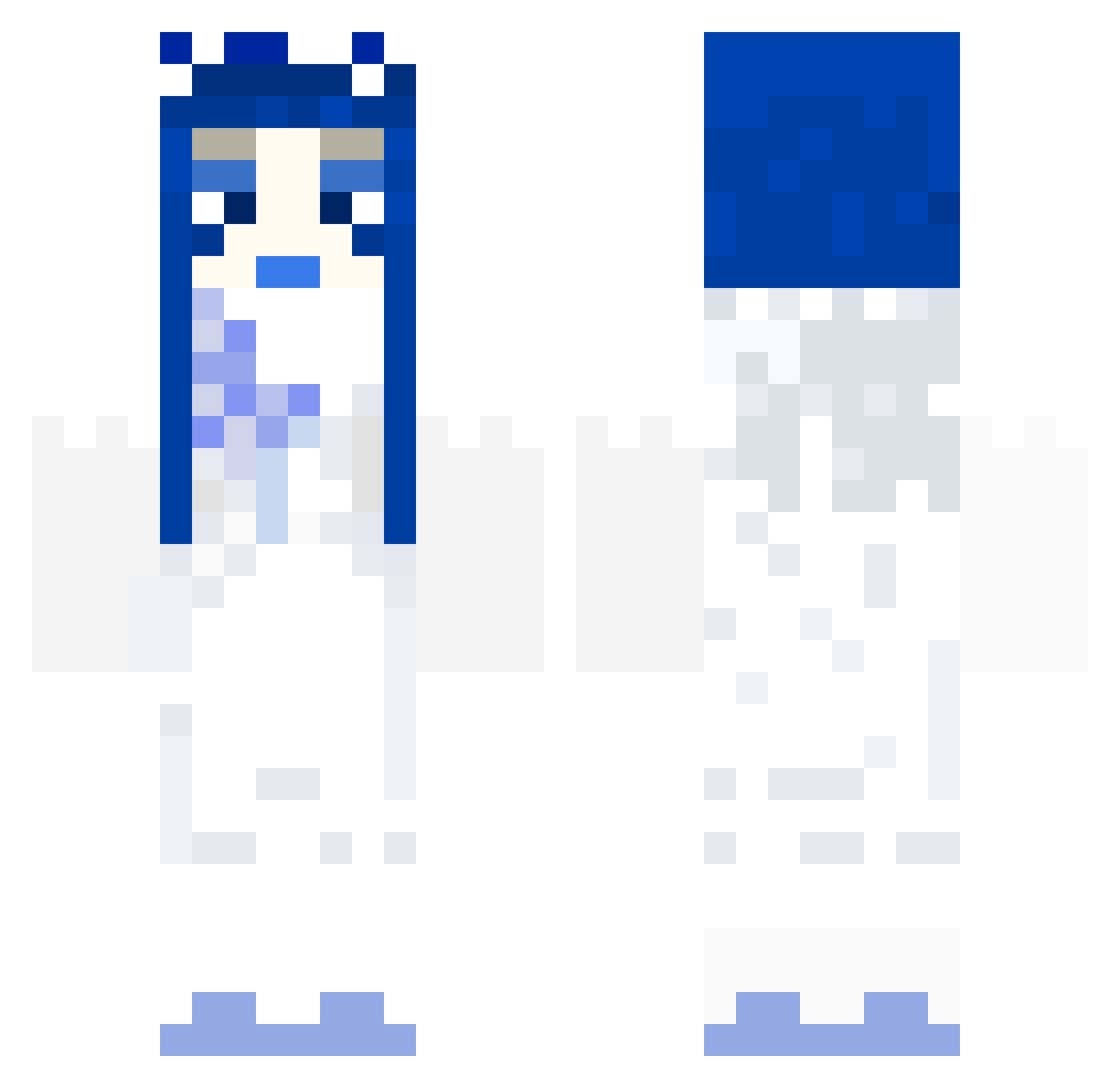 shinmie Minecraft skin, front and back view