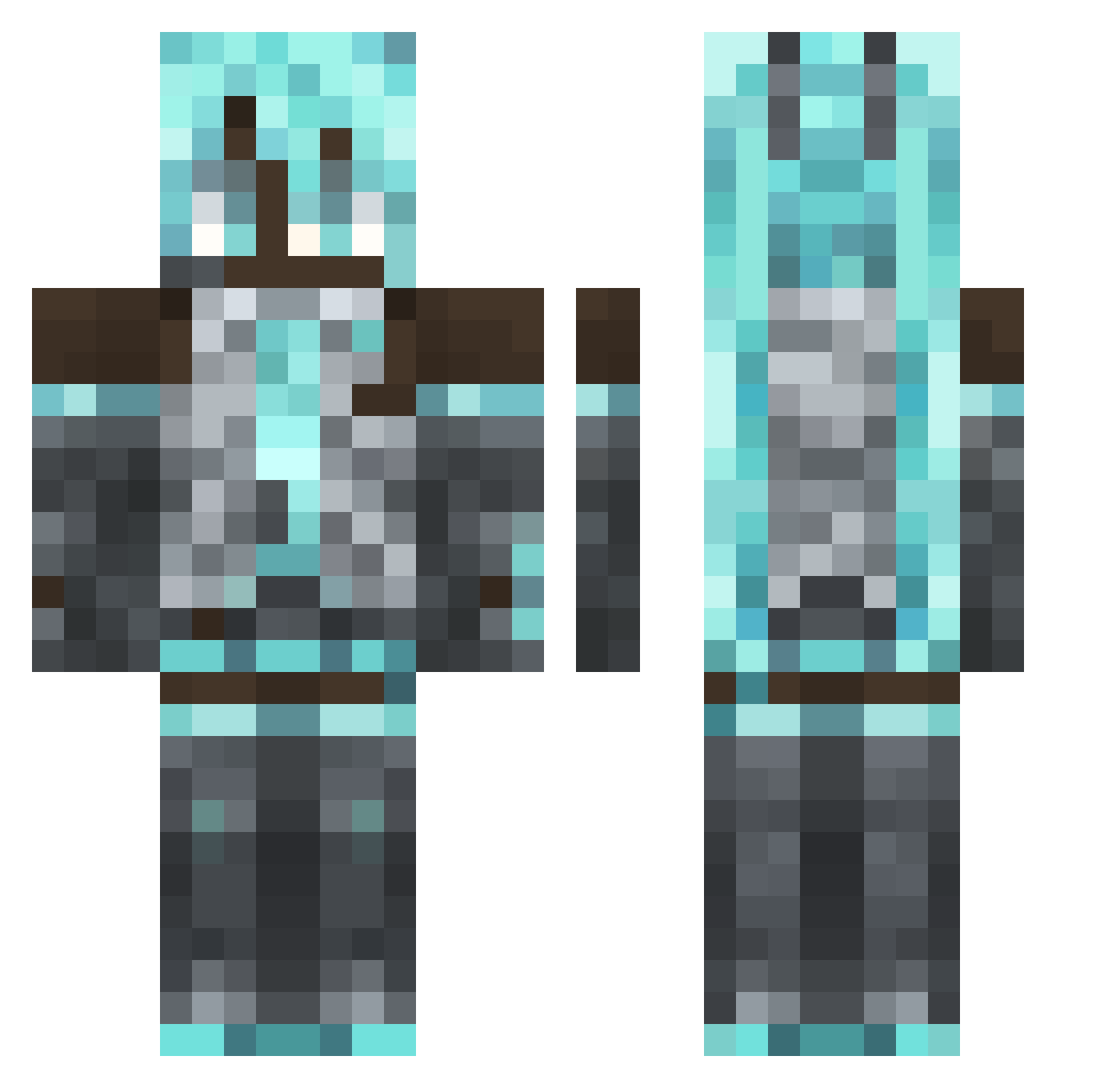 QuarantineMiner Minecraft skin, front and back view