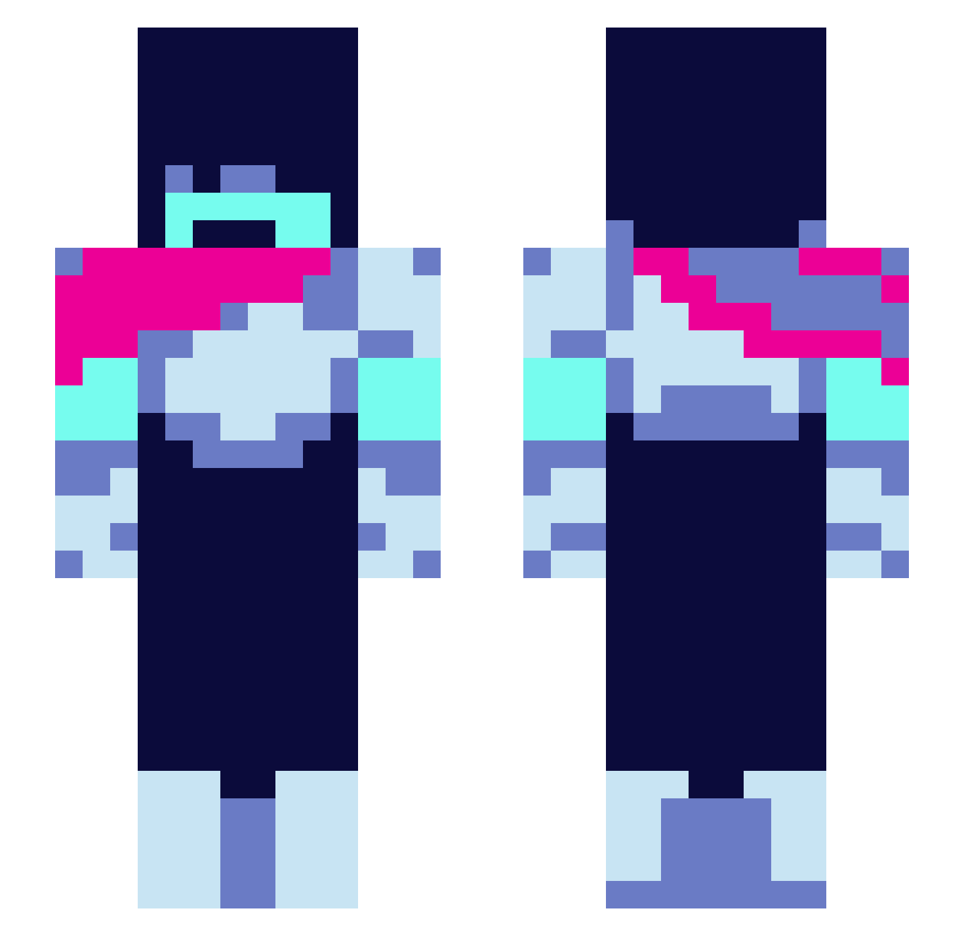 K1miexe Minecraft skin, front and back view