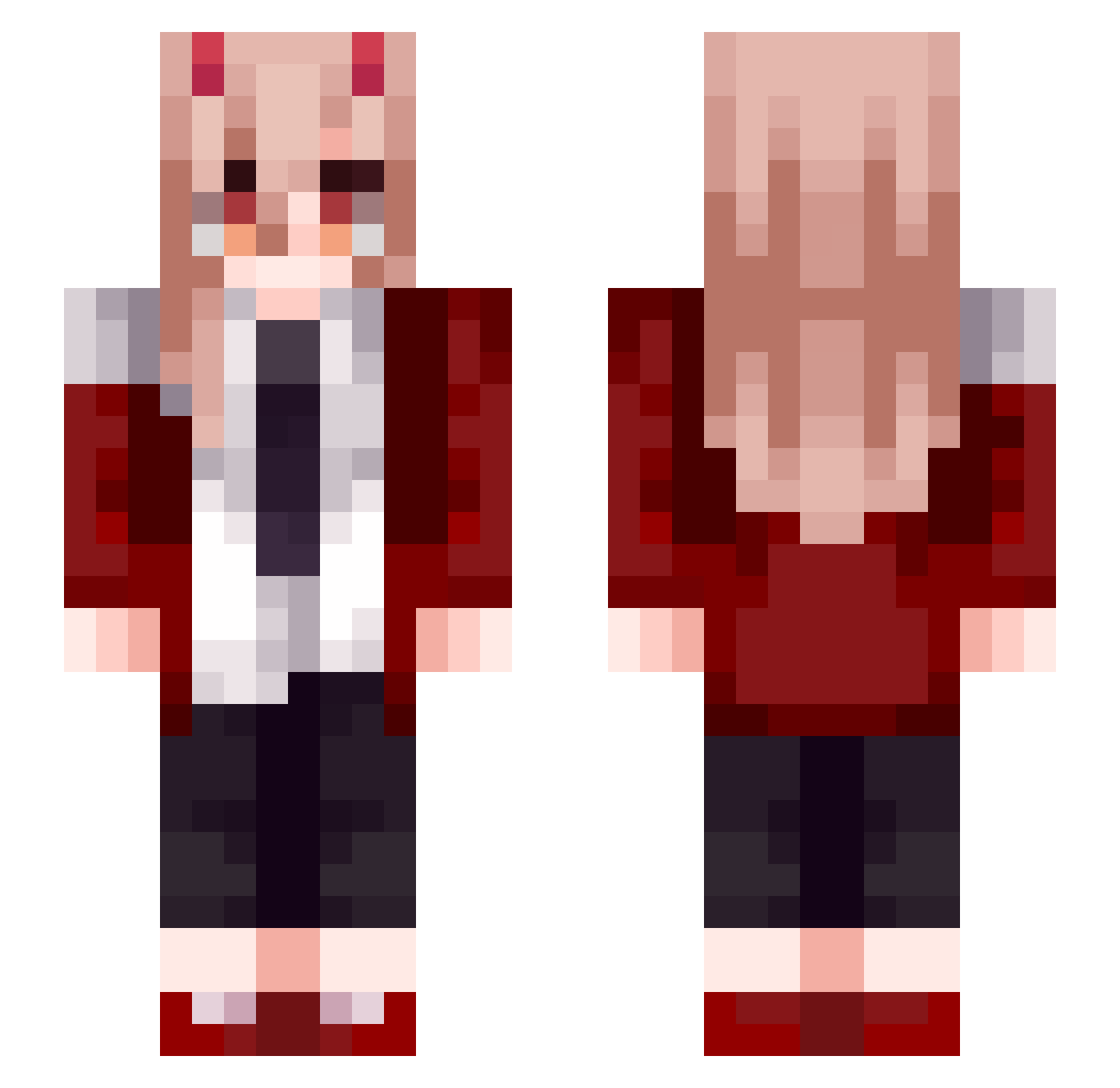RawwChicken Minecraft skin, front and back view