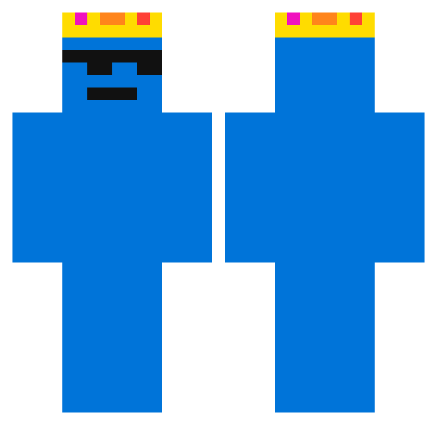 Plazn Minecraft skin, front and back view