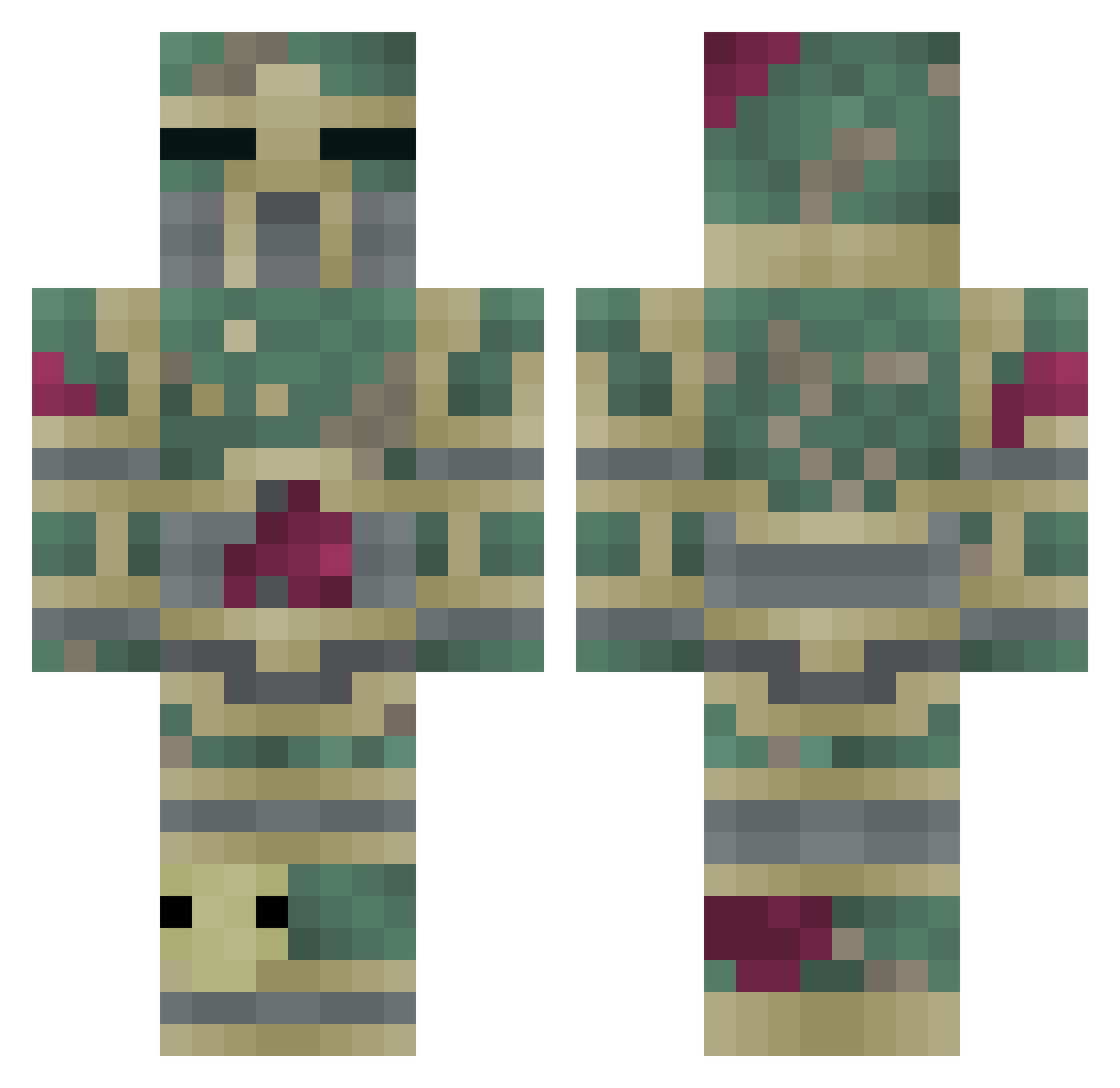 Jacko2911 Minecraft skin, front and back view