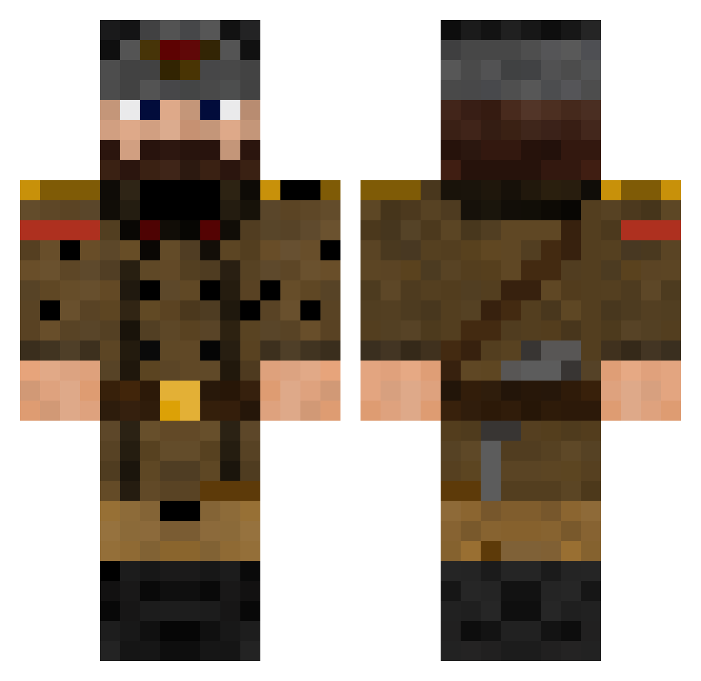 Ashriel Minecraft skin, front and back view